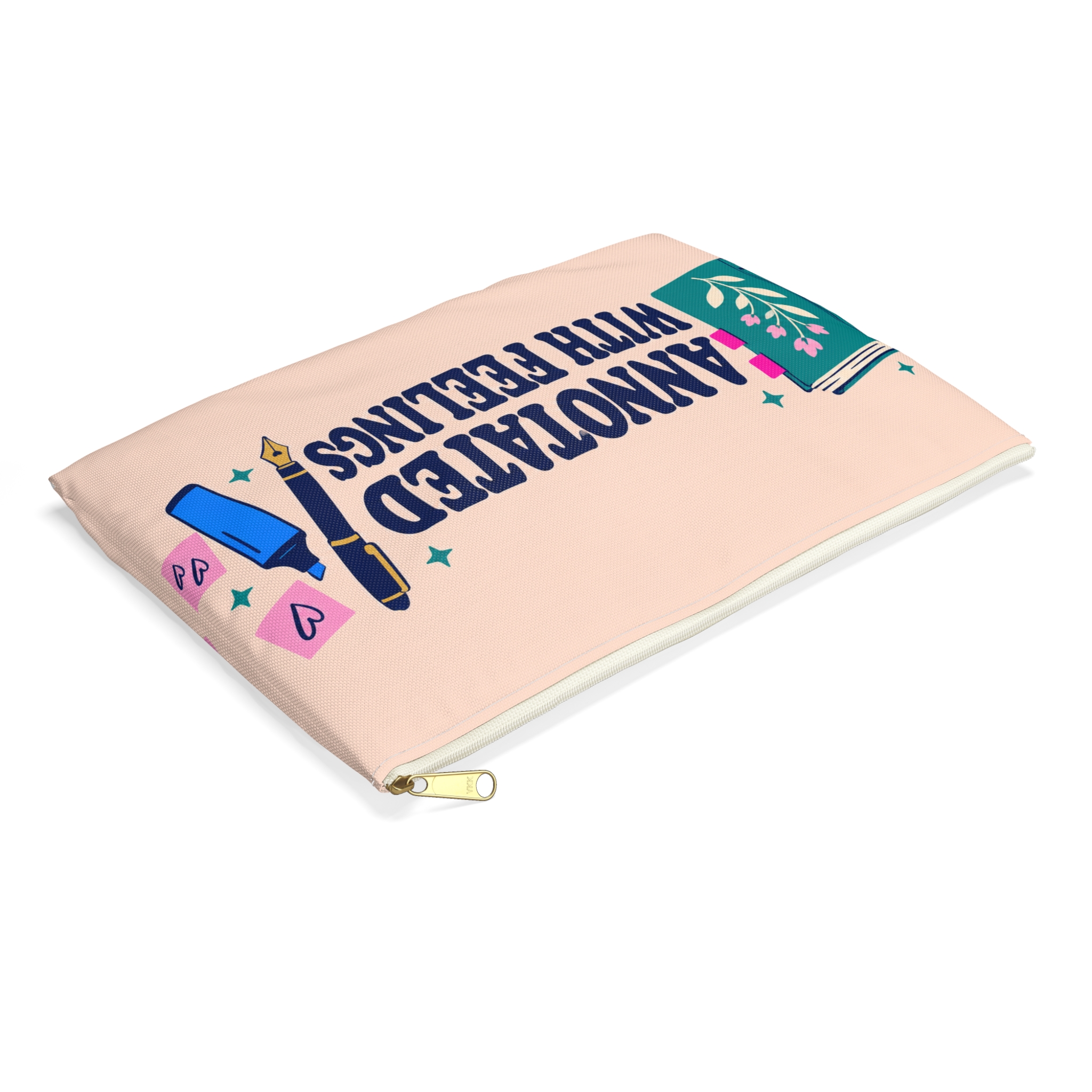 Annotated with Feelings Zip Pouch — Book Annotator Accessory Pouch (Peach) - Image 7