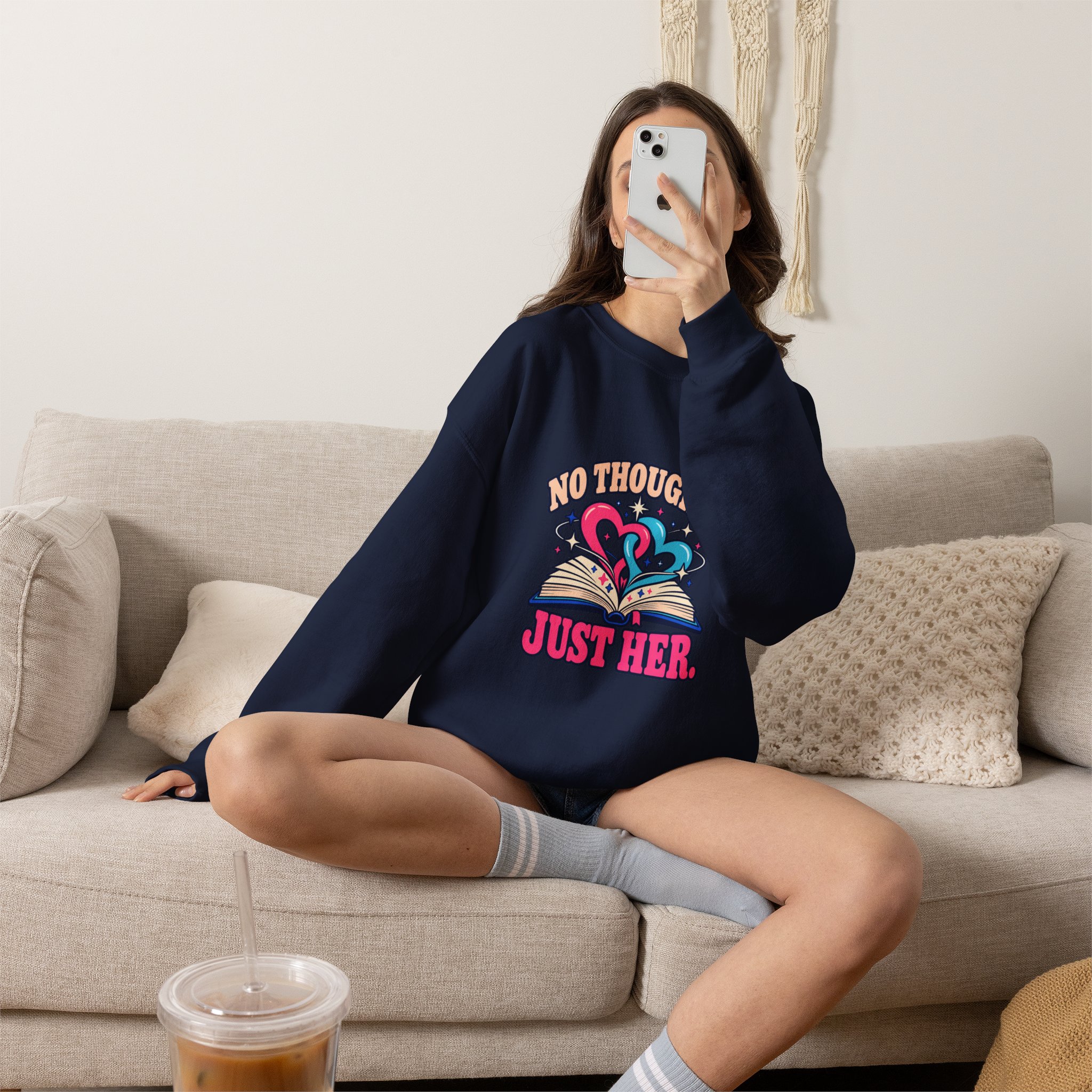 No Thoughts, Just Her Crewneck Sweatshirt — Sapphic Romance Reader Graphic Sweatshirt, Unisex - Image 15
