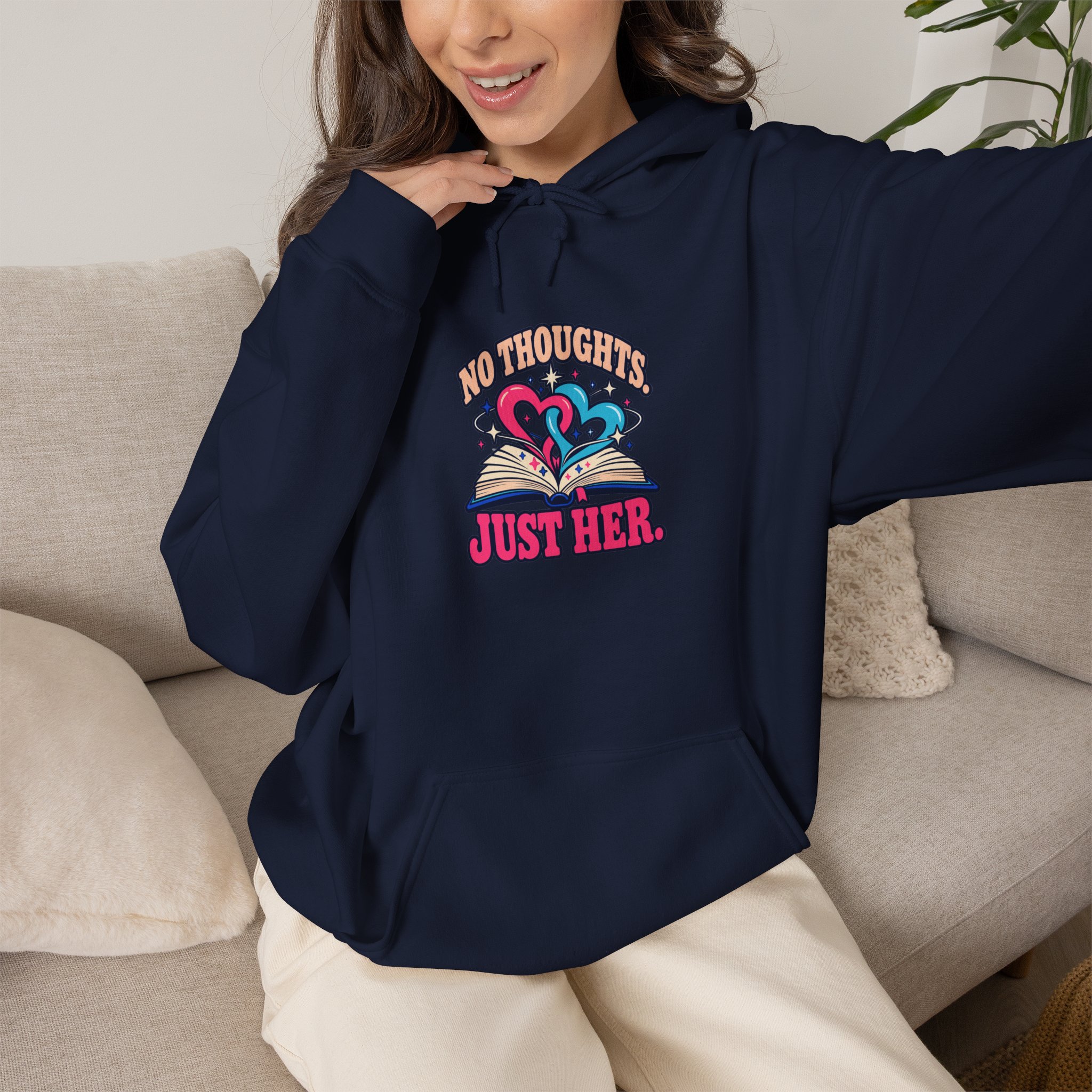No Thoughts, Just Her Hoodie — Sapphic Romance Reader Graphic Hooded Sweatshirt, Unisex - Image 15