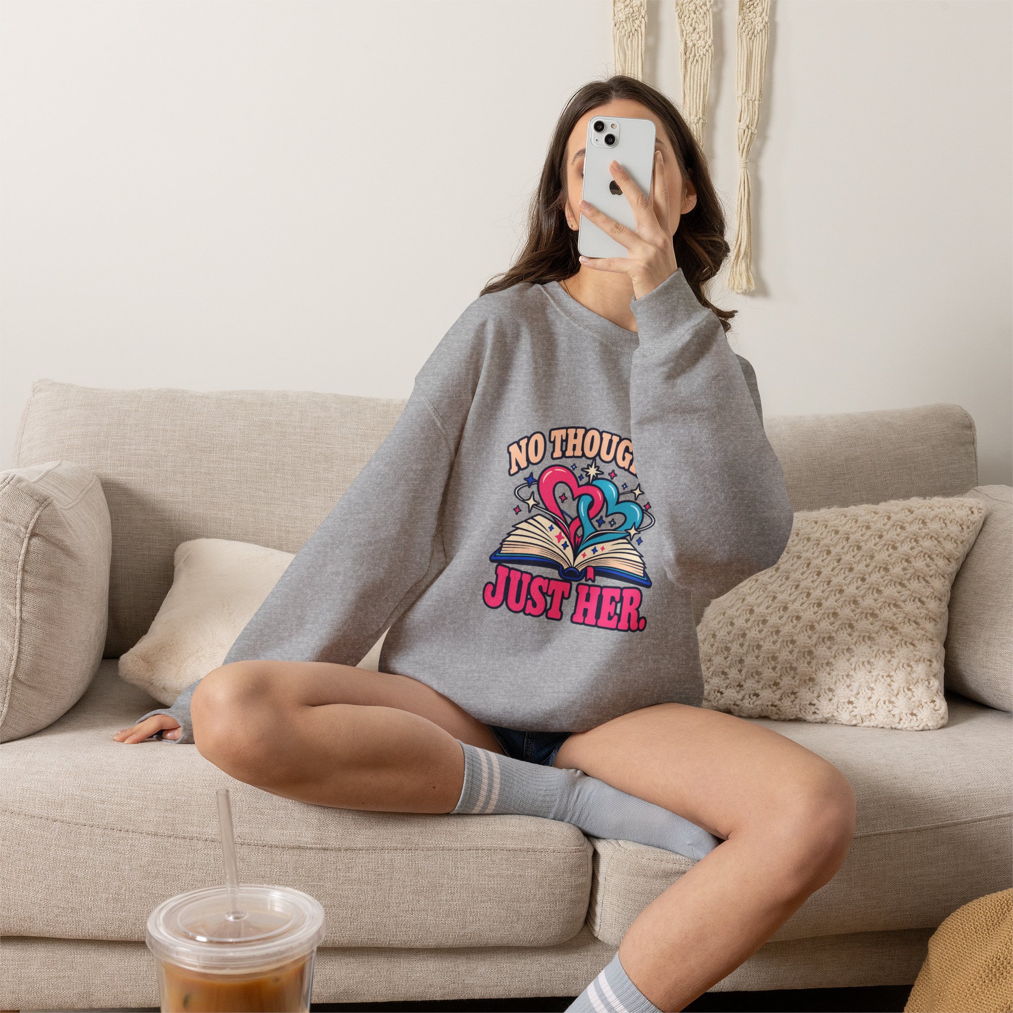 No Thoughts, Just Her Crewneck Sweatshirt — Sapphic Romance Reader Graphic Sweatshirt, Unisex - Image 11