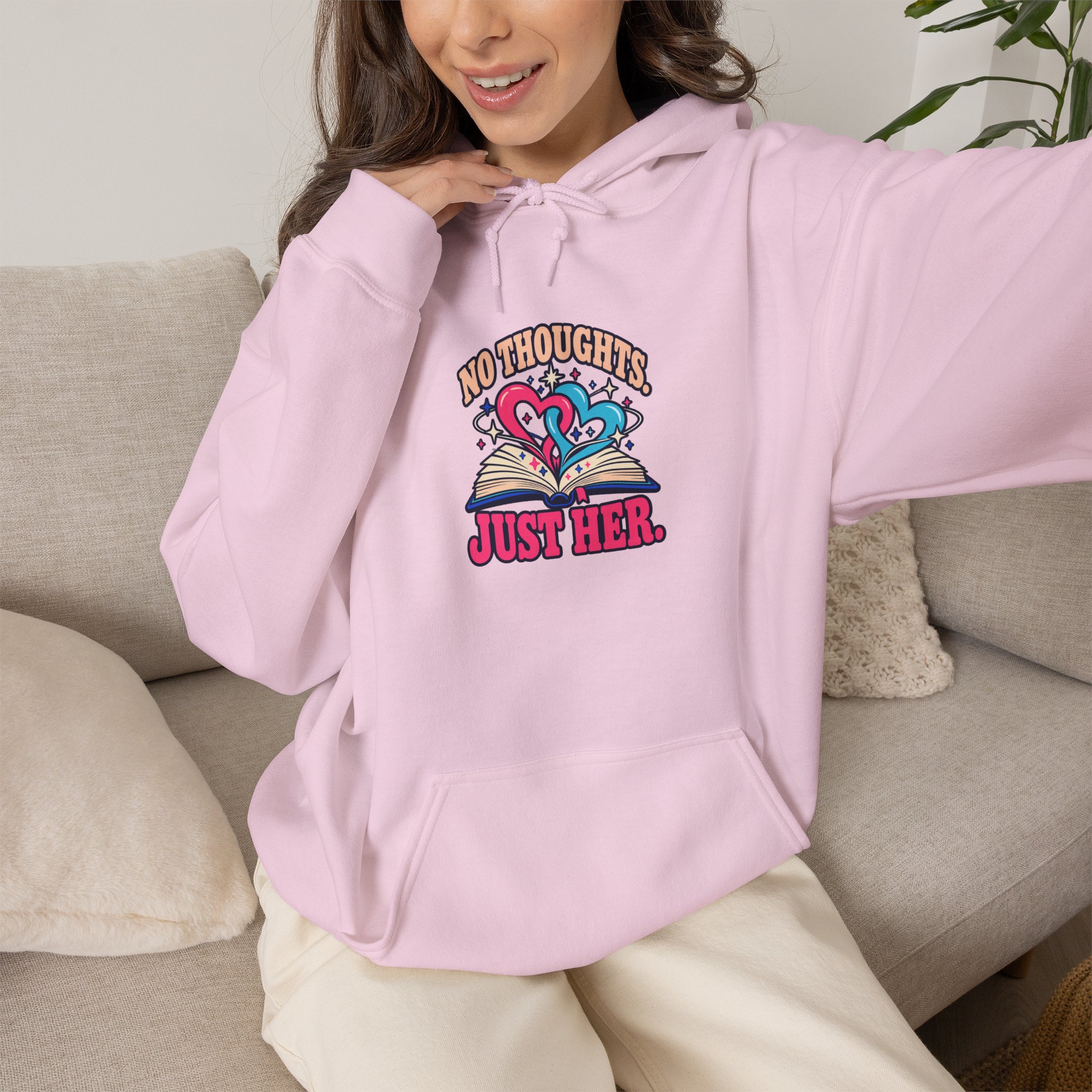 No Thoughts, Just Her Hoodie — Sapphic Romance Reader Graphic Hooded Sweatshirt, Unisex - Image 19