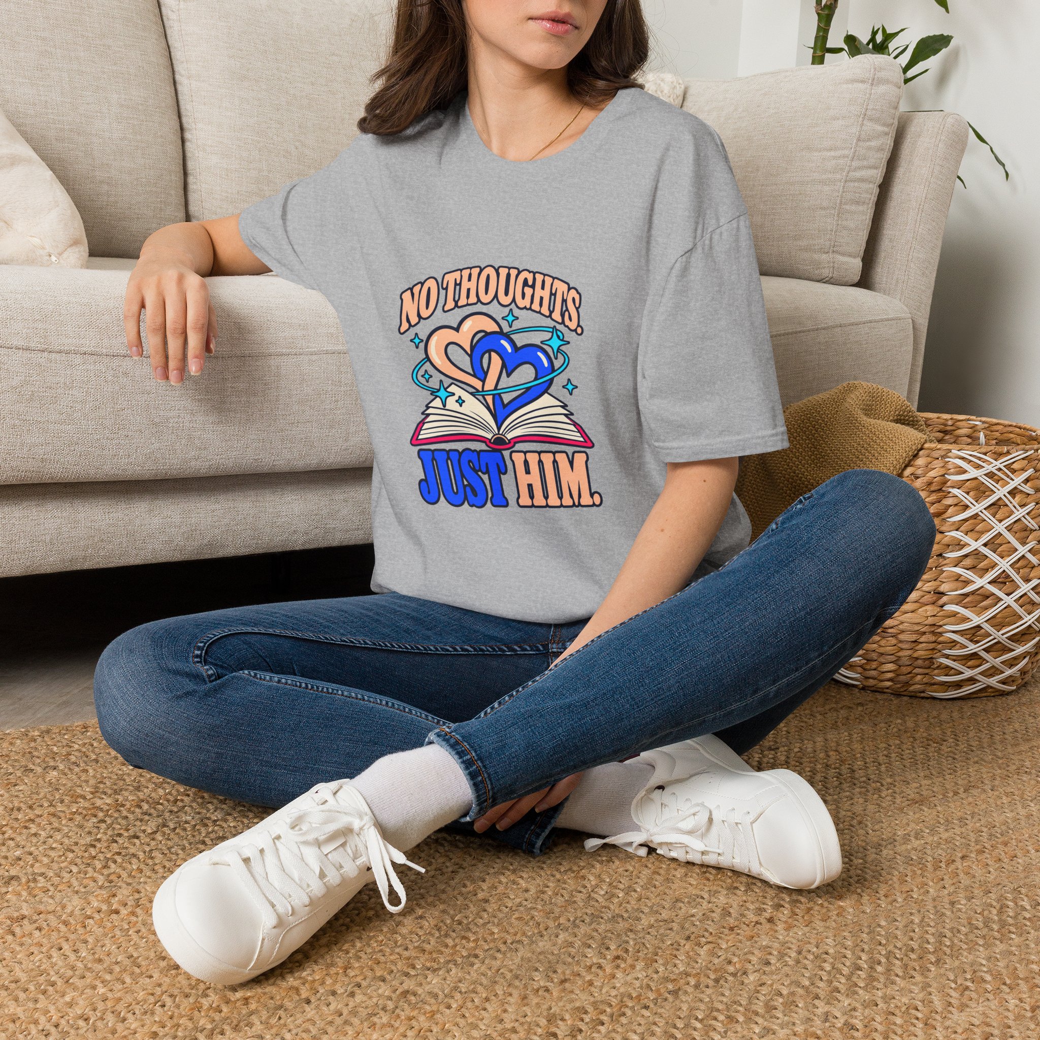 No Thoughts, Just Him Tee — Romance Reader Graphic T-Shirt, Unisex Softstyle