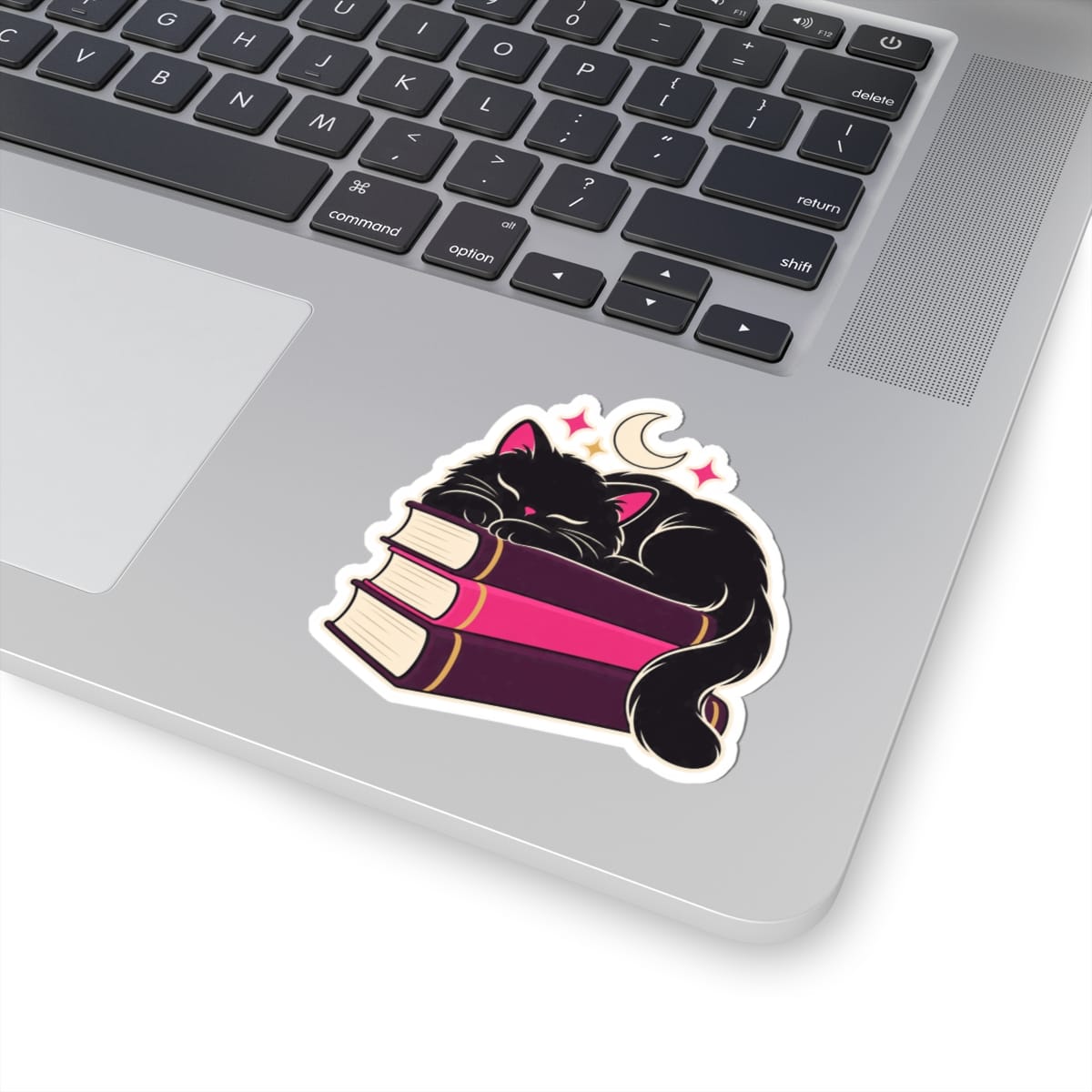 Cat Nap Book Stack Sticker — Black Cat & Books Kiss-Cut Vinyl Sticker - Image 2