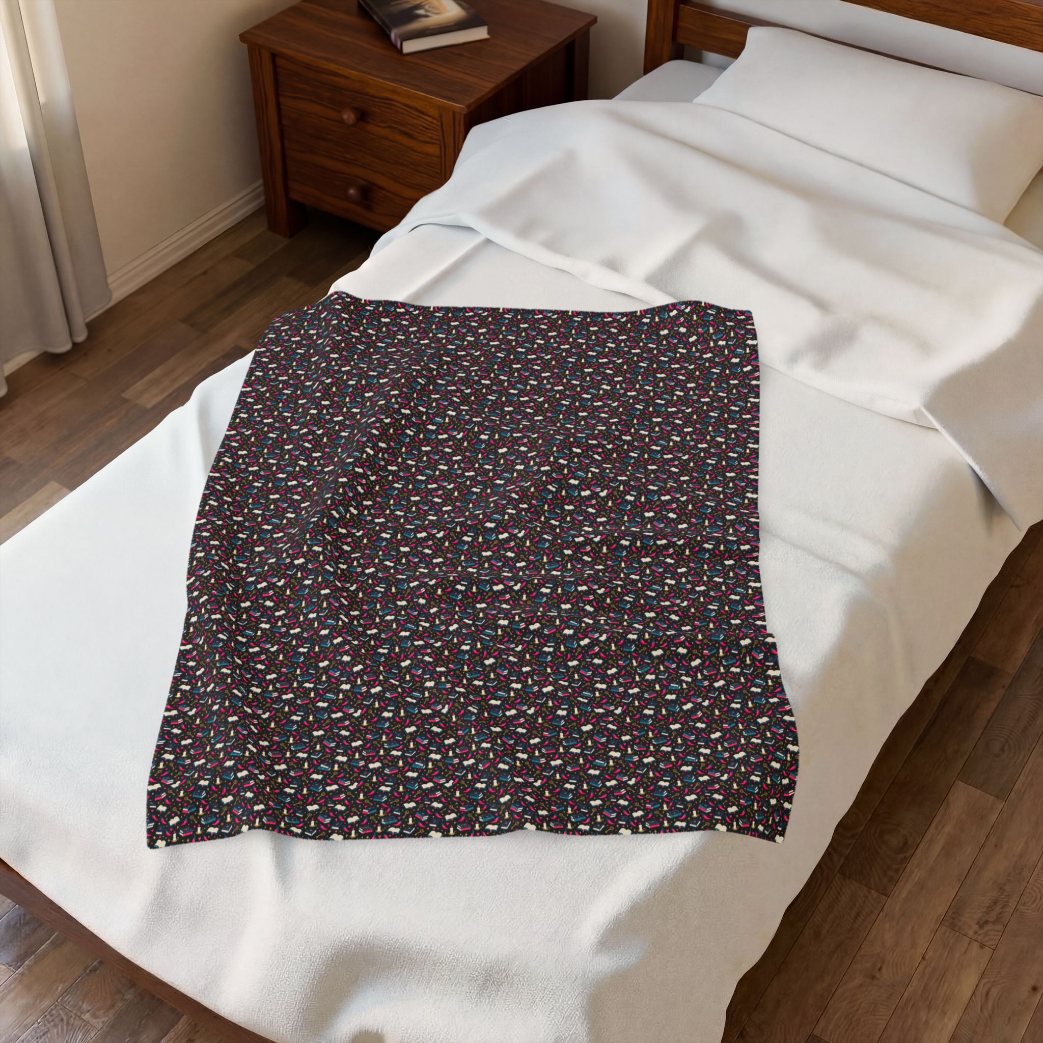 After Dark Reader Plush Blanket — Romance Reader Books, Candles & Chilis Velveteen Throw - Image 11
