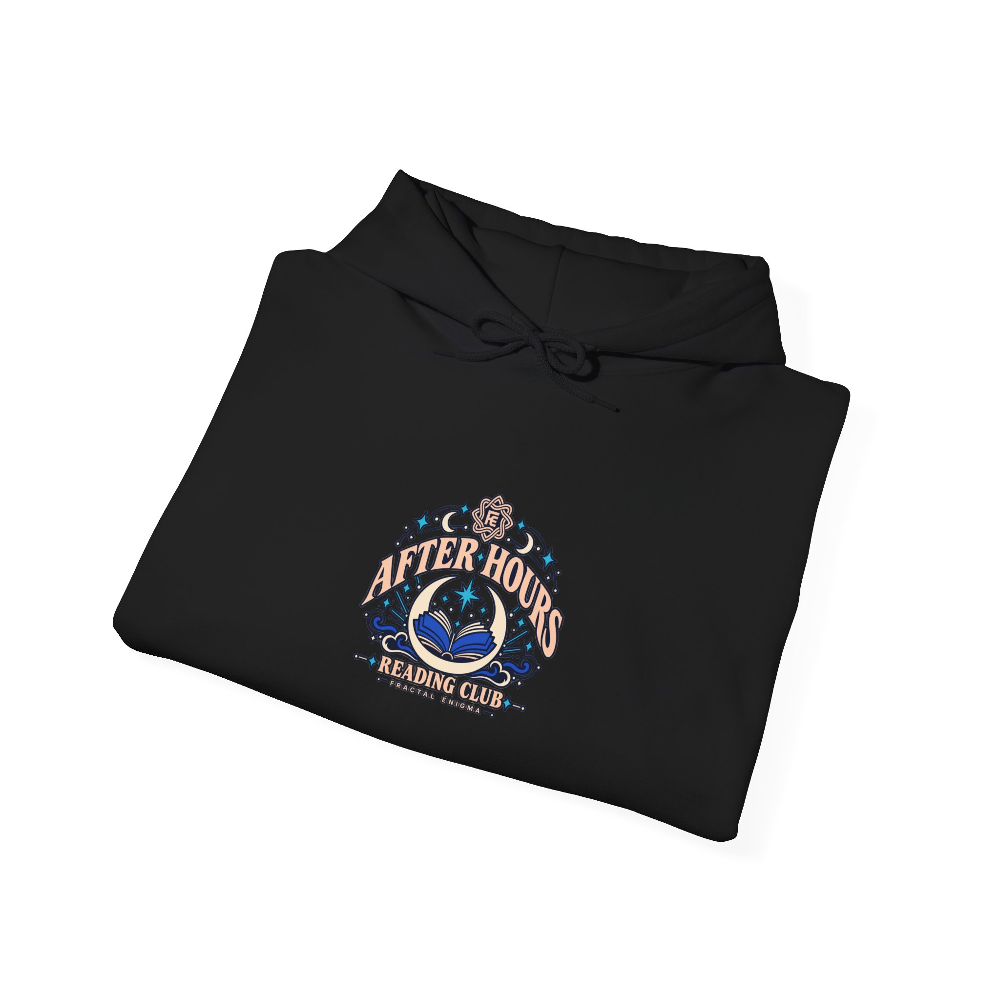 After Hours Reading Club Hoodie — Fractal Enigma Graphic Hooded Sweatshirt, Unisex - Image 4