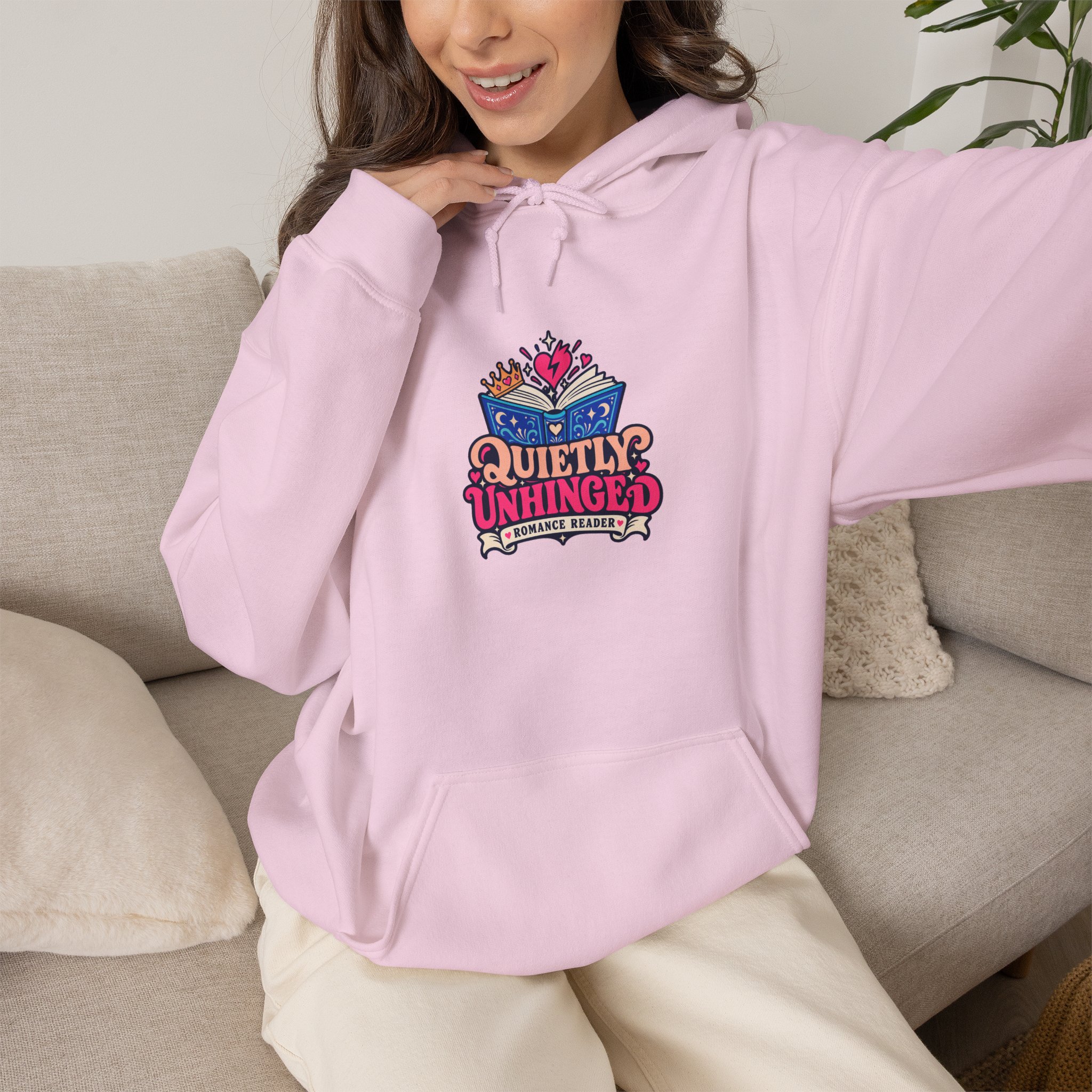 Quietly Unhinged Hoodie — Romance Reader Graphic Hooded Sweatshirt, Unisex - Image 19