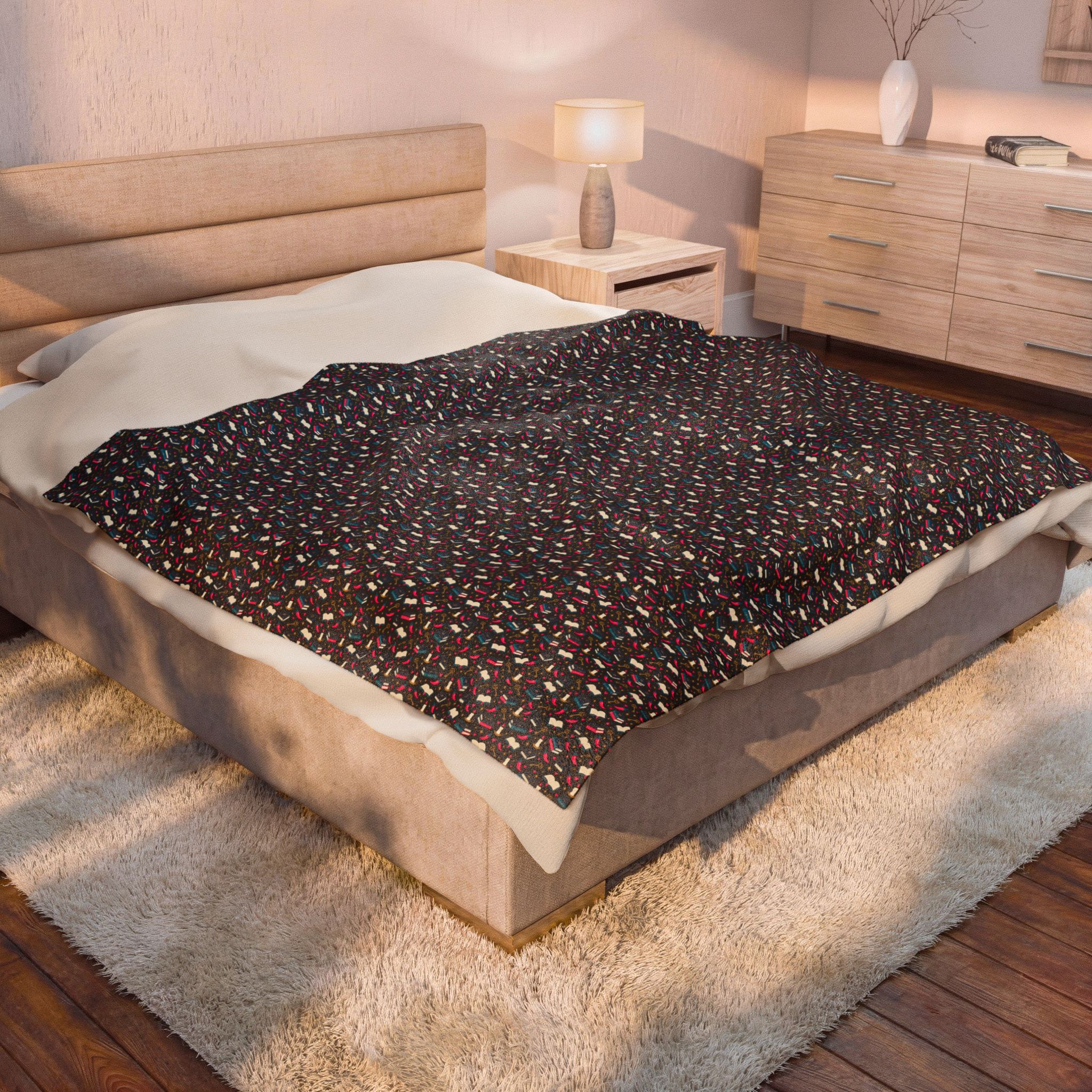 After Dark Reader Plush Blanket — Romance Reader Books, Candles & Chilis Velveteen Throw - Image 4