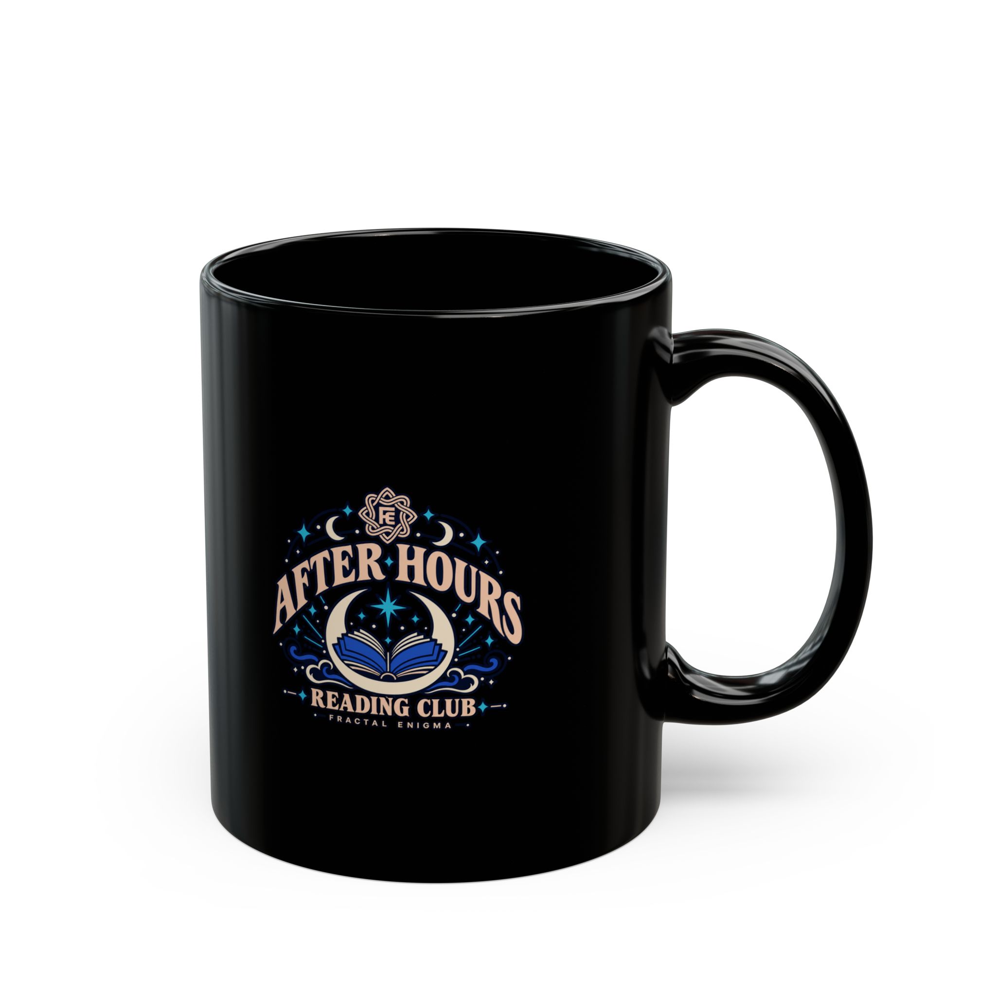 After Hours Reading Club Black Mug — Fractal Enigma Ceramic Mug, 11oz - Image 2