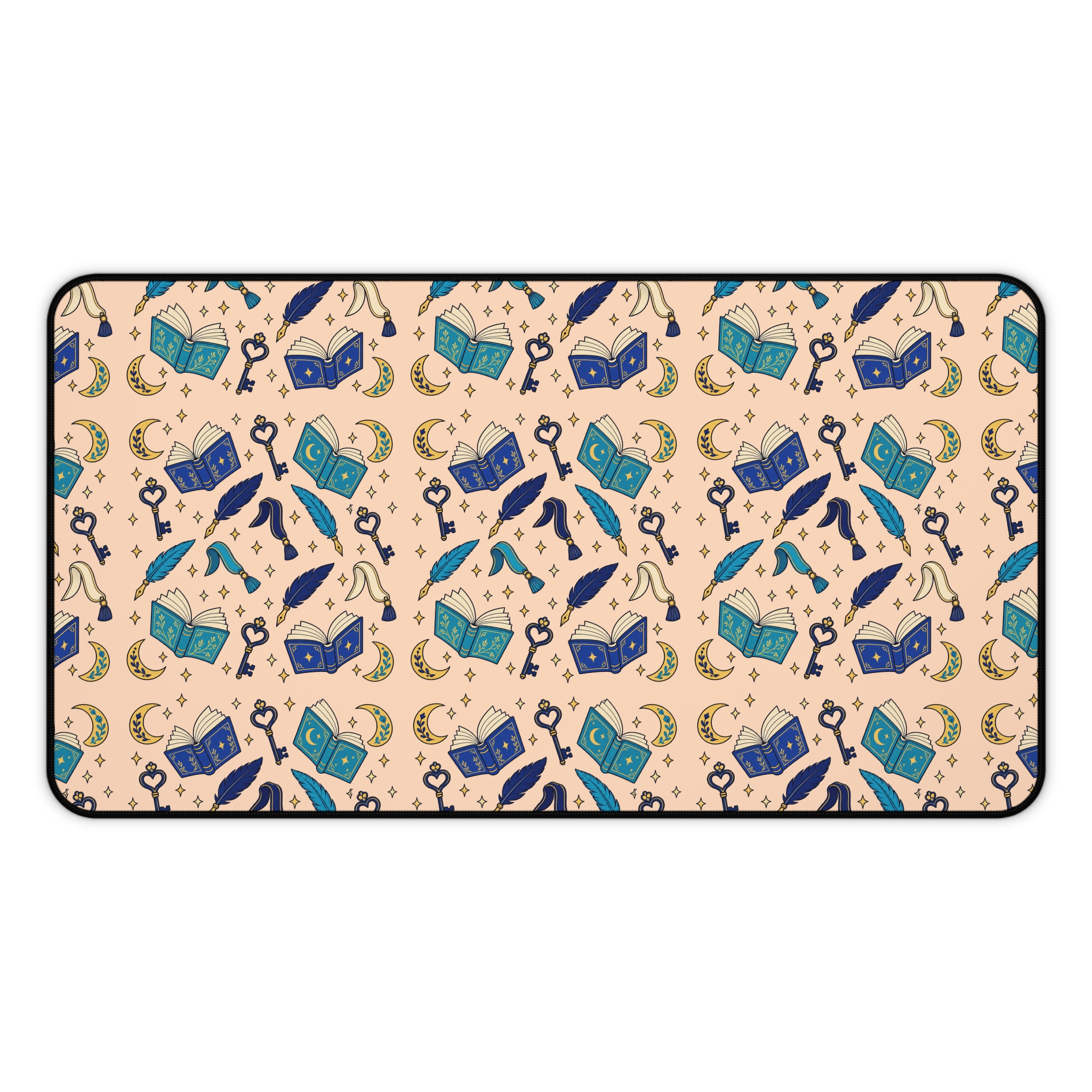 Chapter Keys Desk Mat — Peach Books, Quills & Keys Pattern Reader Desk Mat - Image 6