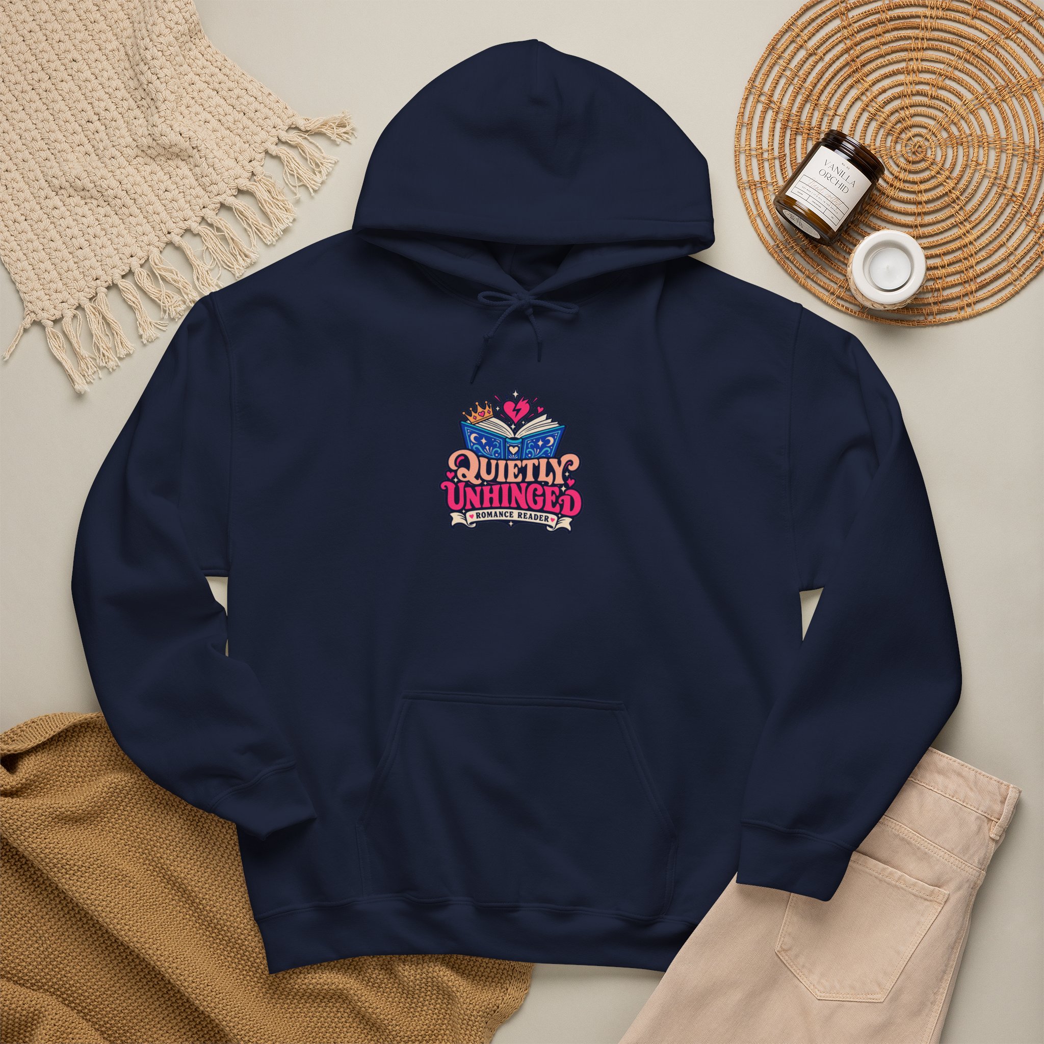 Quietly Unhinged Hoodie — Romance Reader Graphic Hooded Sweatshirt, Unisex - Image 14
