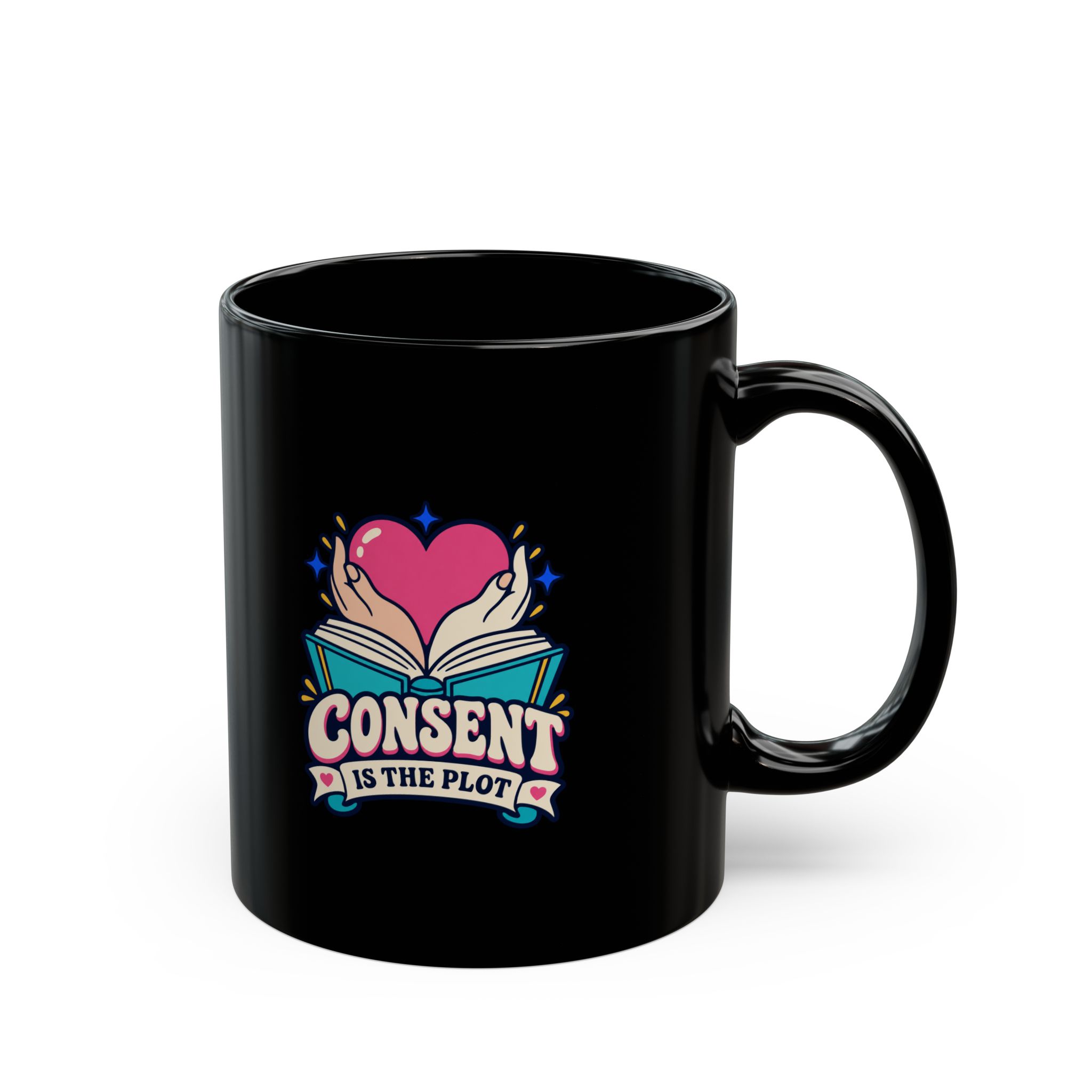 Consent Is the Plot Black Mug — Romance Reader Ceramic Mug, 11oz - Image 2