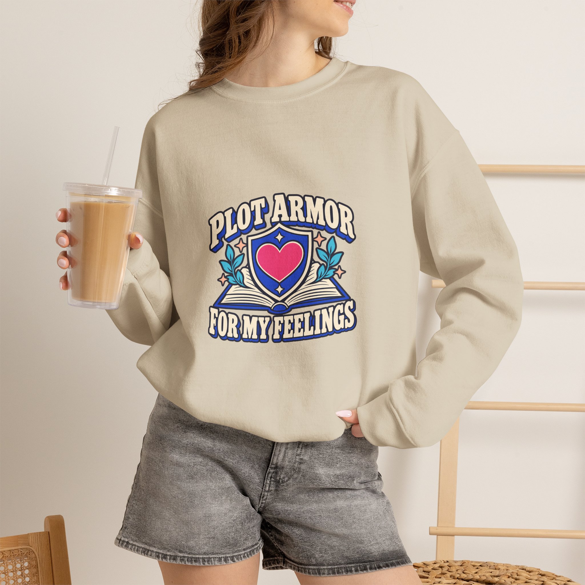 Plot Armor for My Feelings Crewneck Sweatshirt — Book Lover Graphic Sweatshirt, Unisex - Image 6