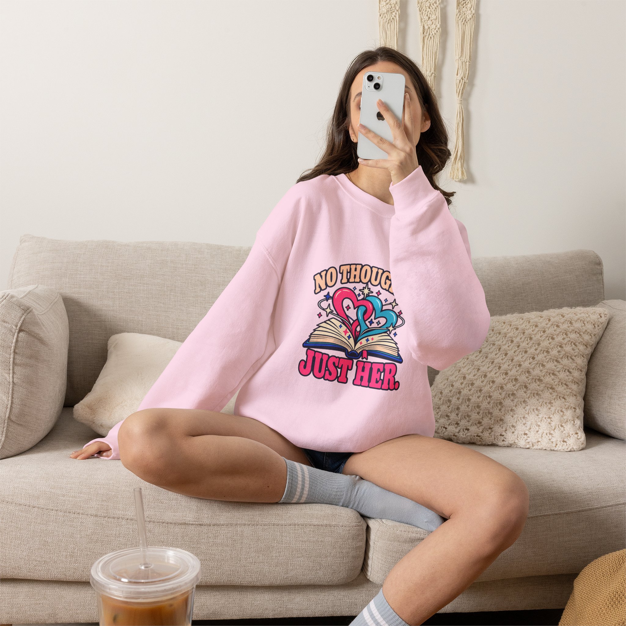 No Thoughts, Just Her Crewneck Sweatshirt — Sapphic Romance Reader Graphic Sweatshirt, Unisex - Image 19