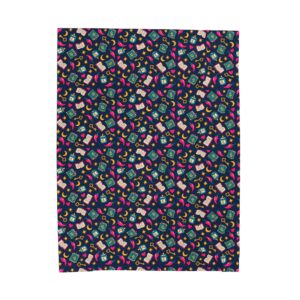 Bookish Icons Plush Blanket (Navy) — Romance Reader Books, Candles & Chilis Velveteen Throw