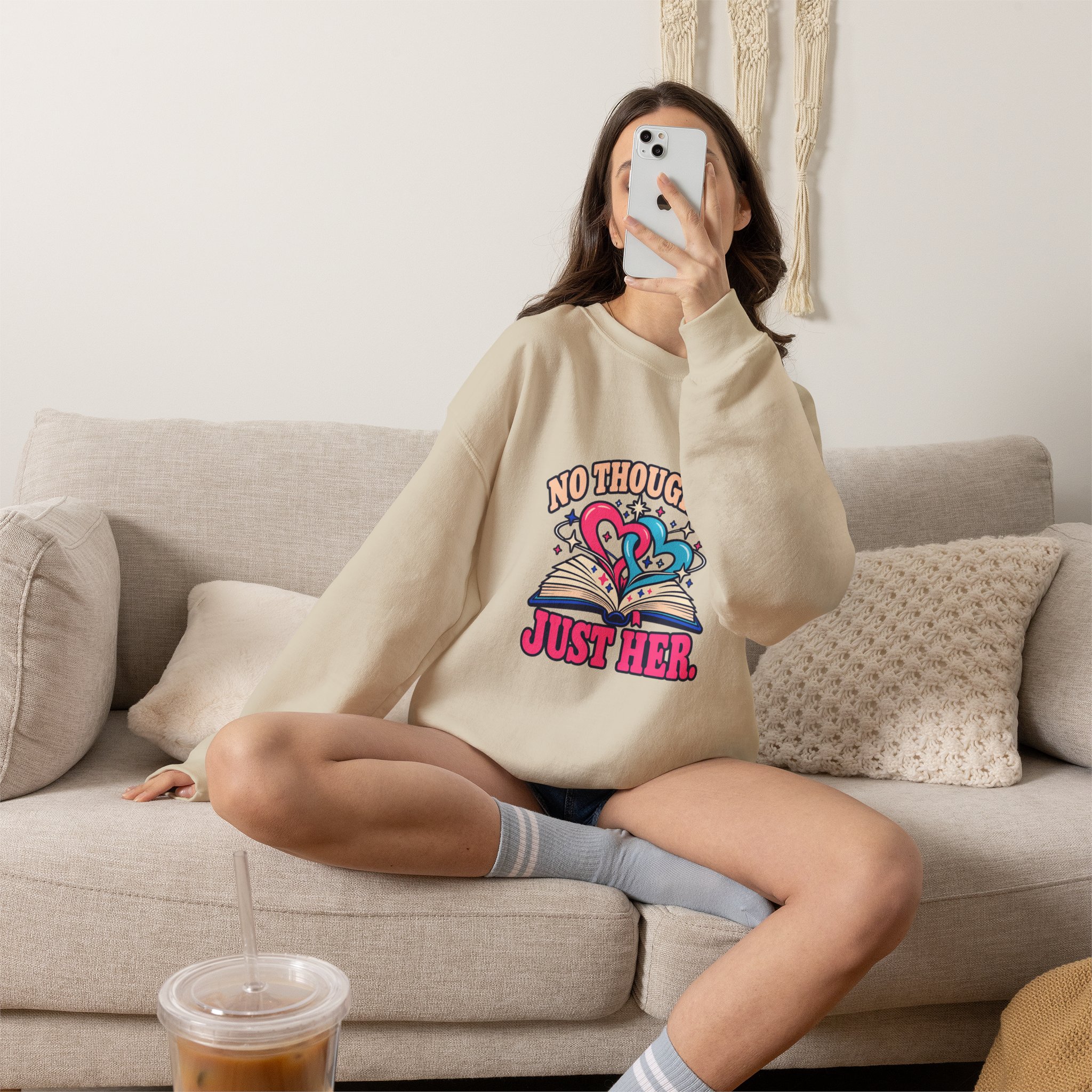 No Thoughts, Just Her Crewneck Sweatshirt — Sapphic Romance Reader Graphic Sweatshirt, Unisex - Image 7