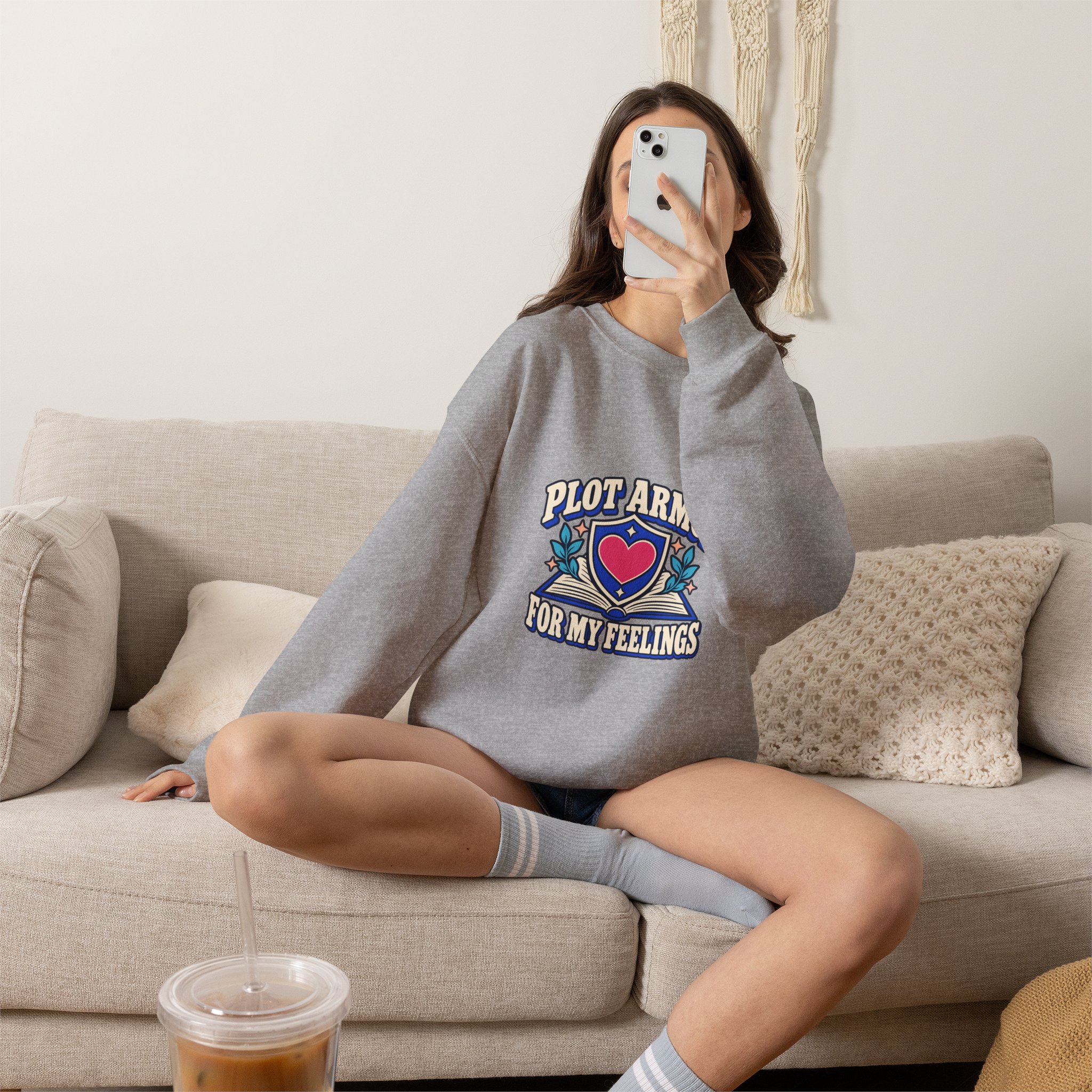 Plot Armor for My Feelings Crewneck Sweatshirt — Book Lover Graphic Sweatshirt, Unisex - Image 11