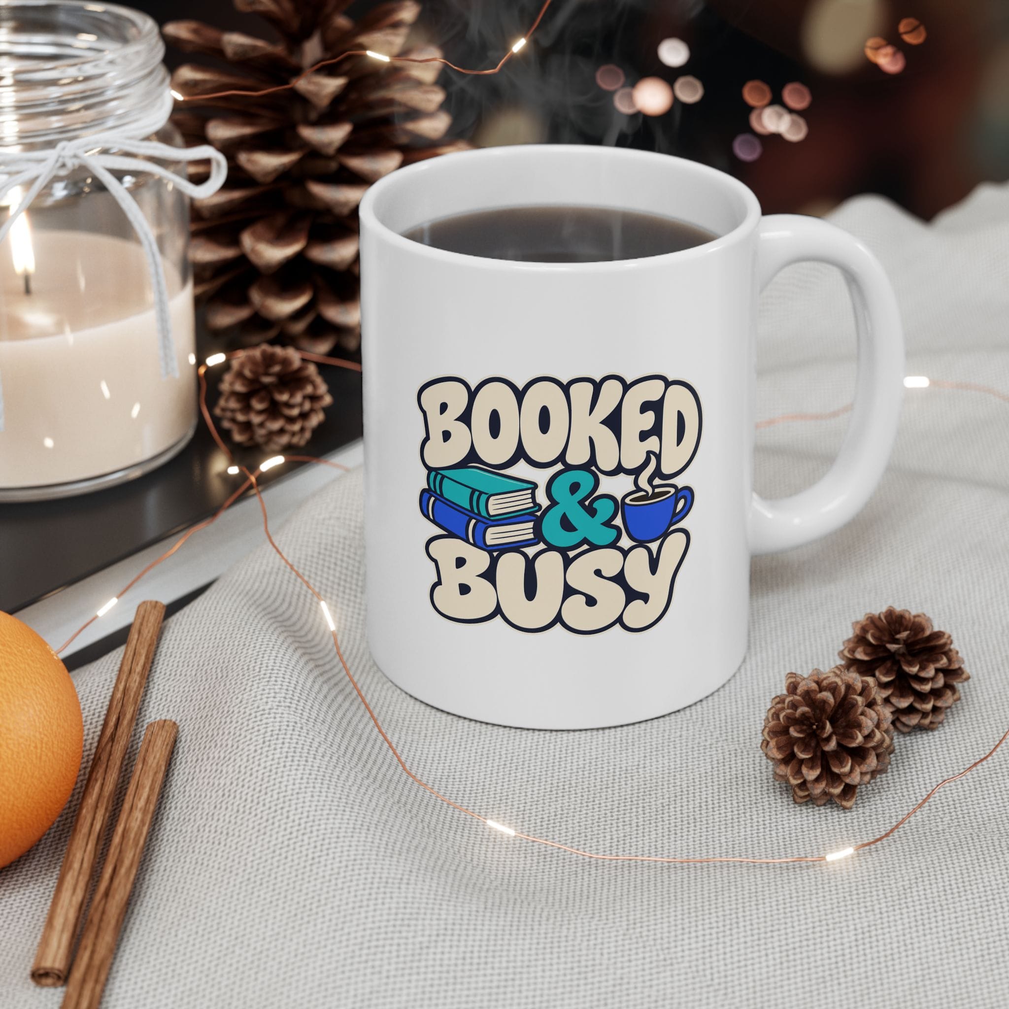 Booked & Busy Mug — Book Lover Ceramic Coffee Mug, 11oz - Image 3