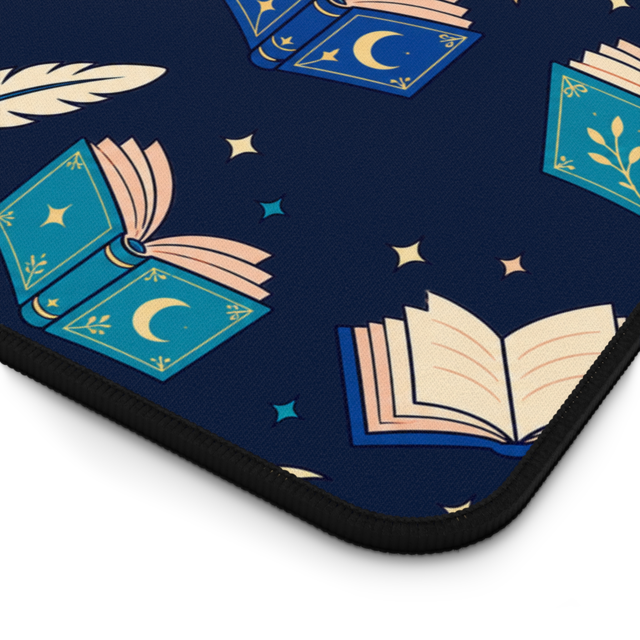 Chapter Keys Desk Mat — Navy Books, Quills & Keys Pattern Reader Desk Mat - Image 15