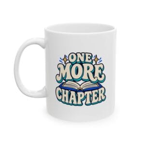 One More Chapter Mug — Retro Bookish Ceramic Coffee Mug, 11oz