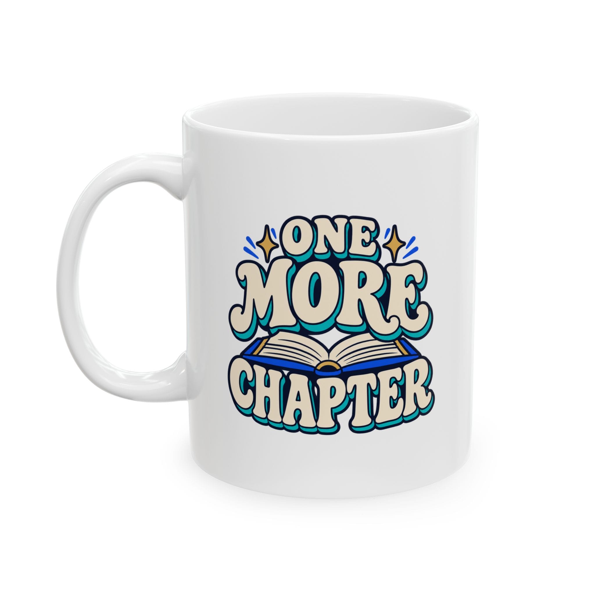 One More Chapter Mug — Retro Bookish Ceramic Coffee Mug, 11oz