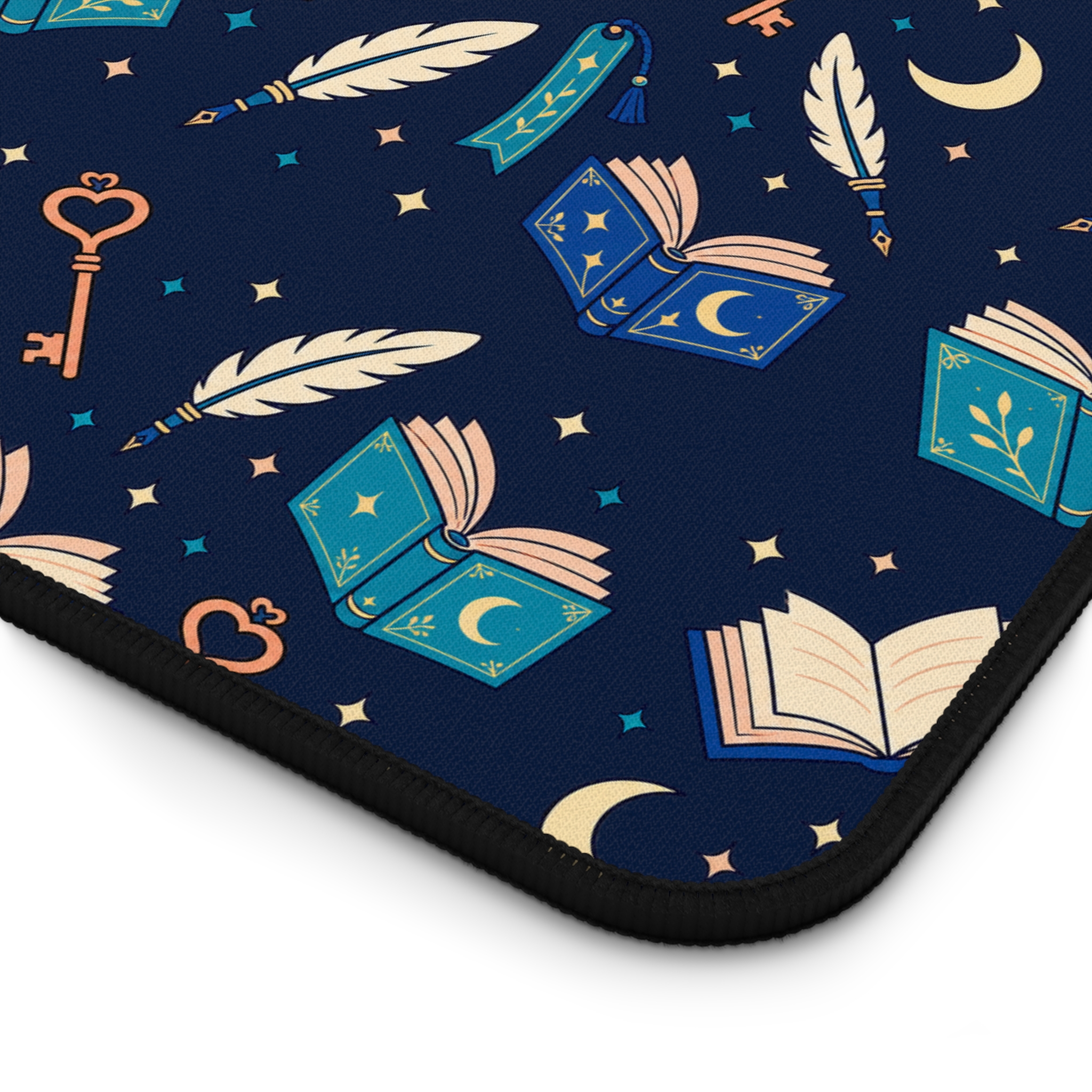 Chapter Keys Desk Mat — Navy Books, Quills & Keys Pattern Reader Desk Mat - Image 10