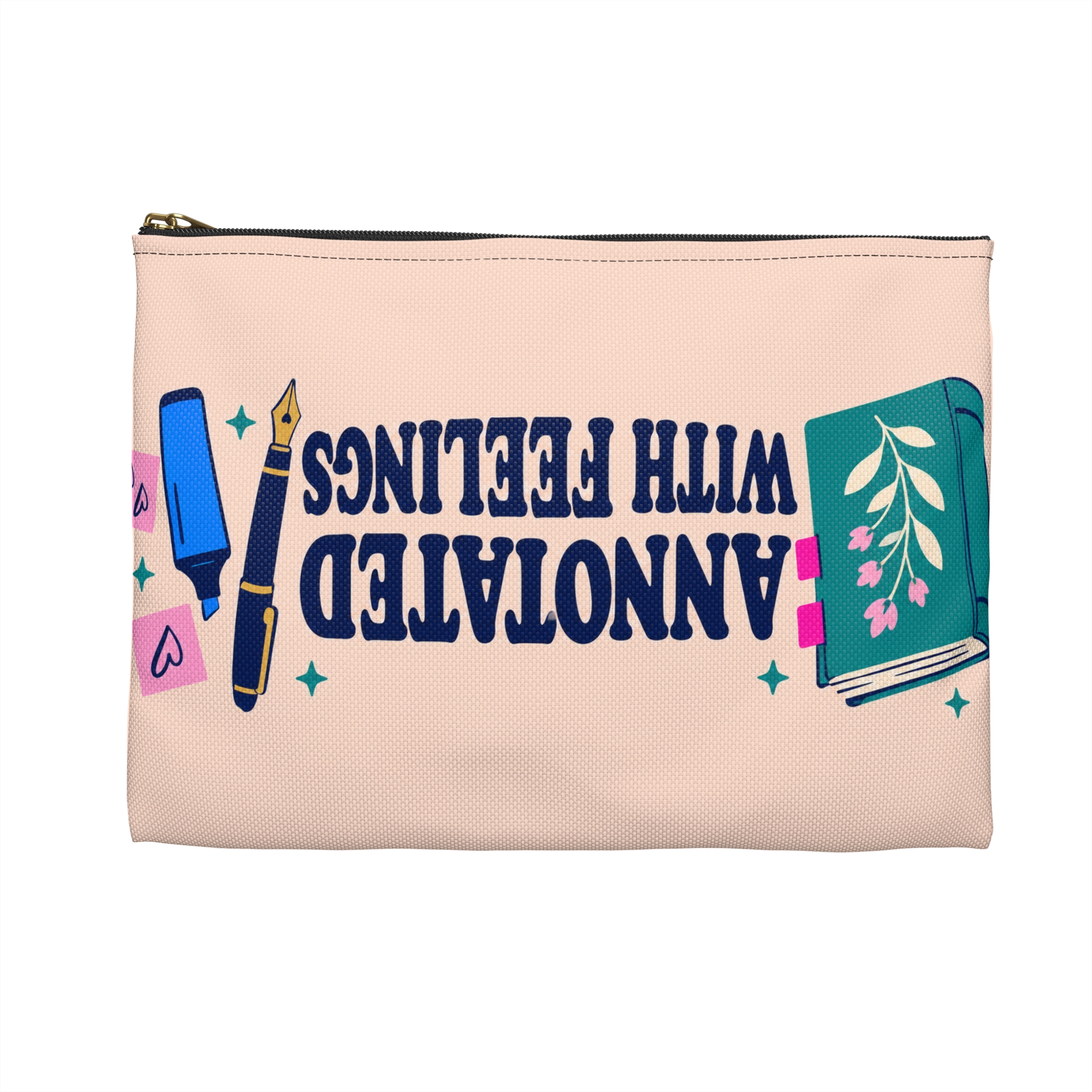 Annotated with Feelings Zip Pouch — Book Annotator Accessory Pouch (Peach) - Image 10