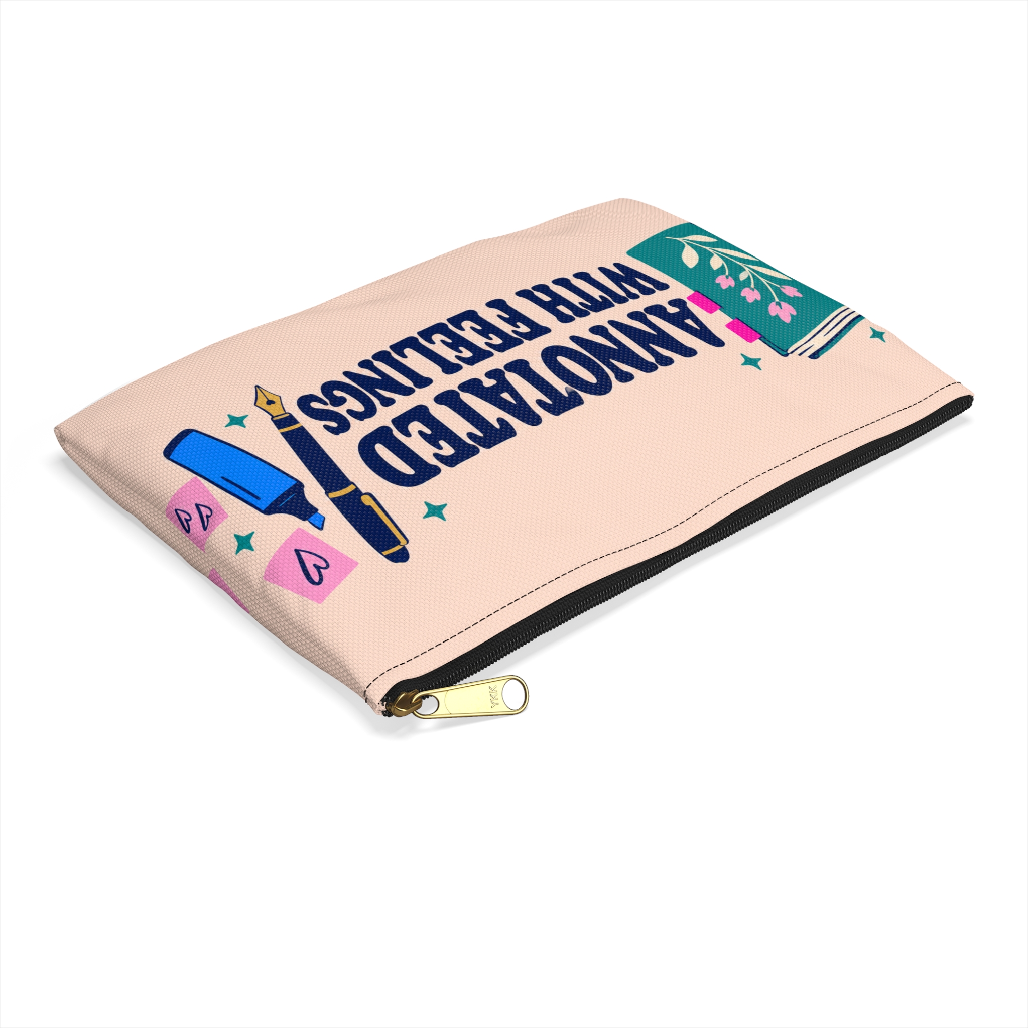 Annotated with Feelings Zip Pouch — Book Annotator Accessory Pouch (Peach) - Image 11
