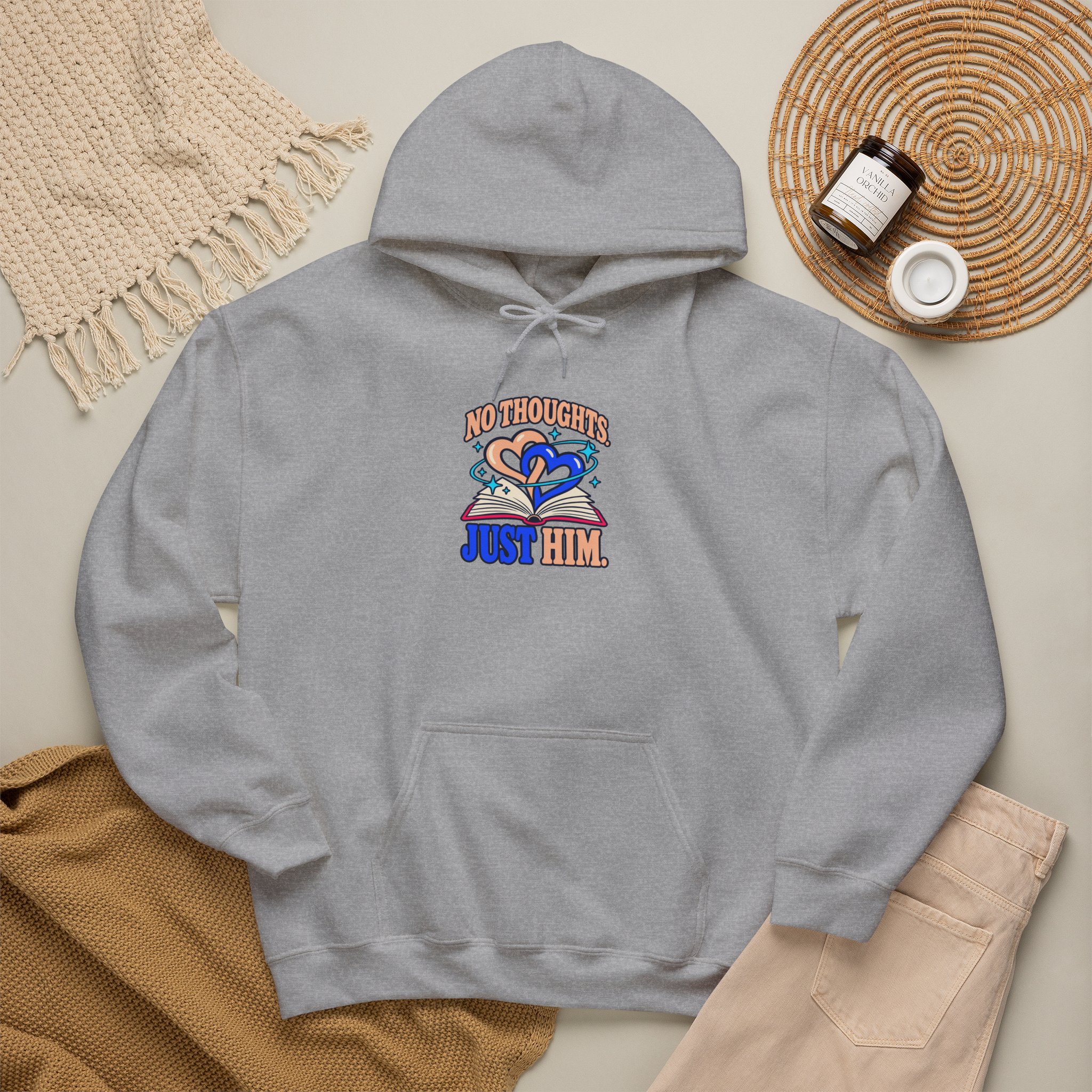 No Thoughts, Just Him Hoodie — Romance Reader Graphic Hooded Sweatshirt, Unisex - Image 10