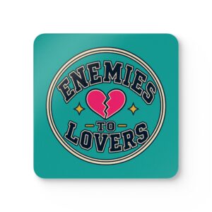 Enemies to Lovers Coaster Set — Romance Trope Cork-Back Drink Coasters, Set of 4