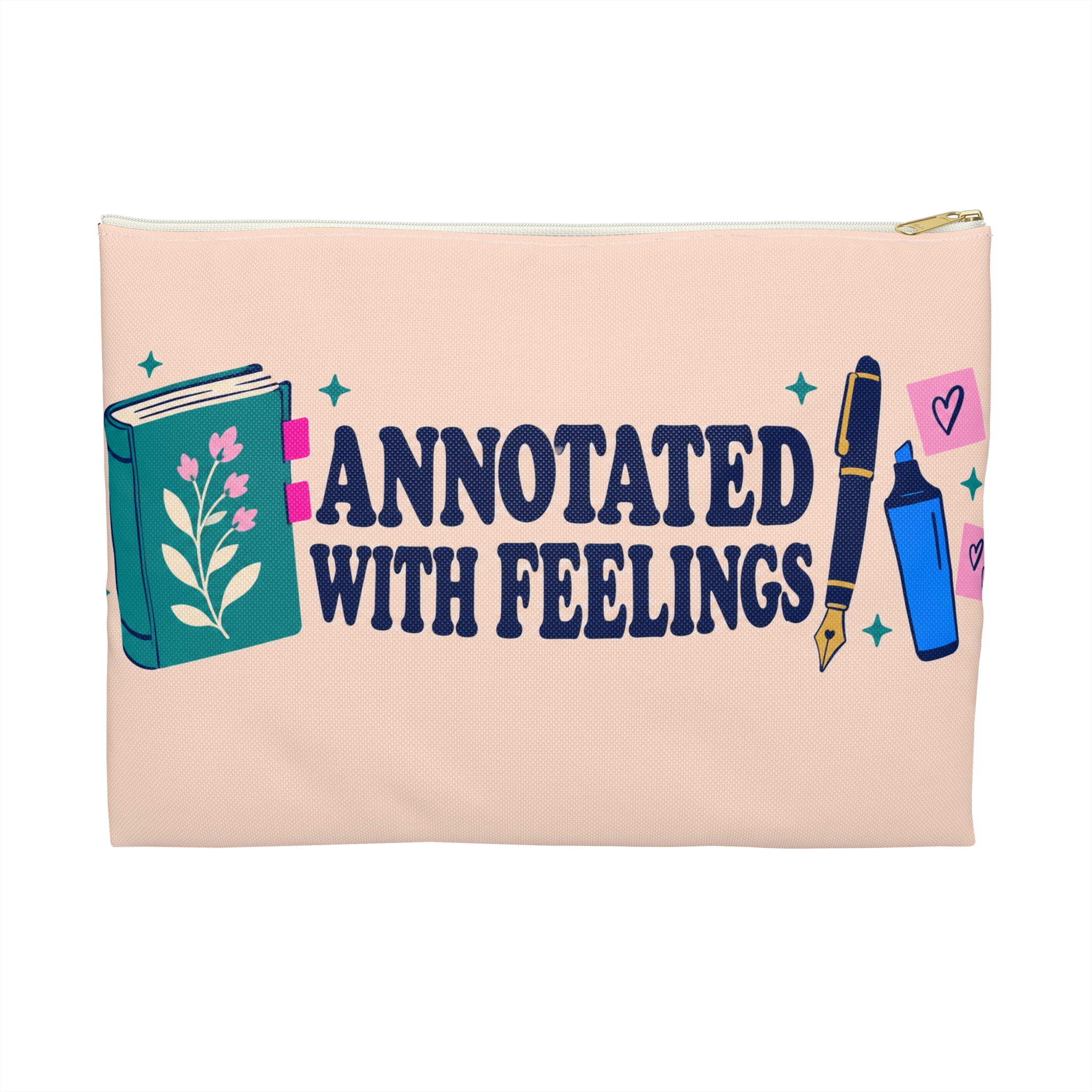 Annotated with Feelings Zip Pouch — Book Annotator Accessory Pouch (Peach) - Image 5