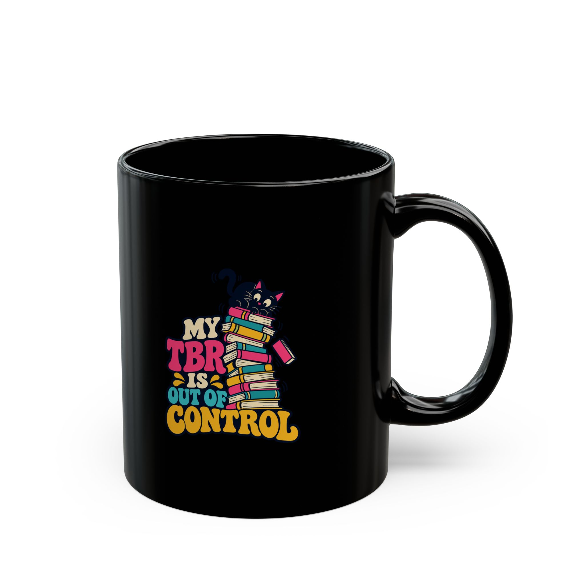 My TBR Is Out of Control Black Mug — Book Lover Ceramic Mug, 11oz - Image 2