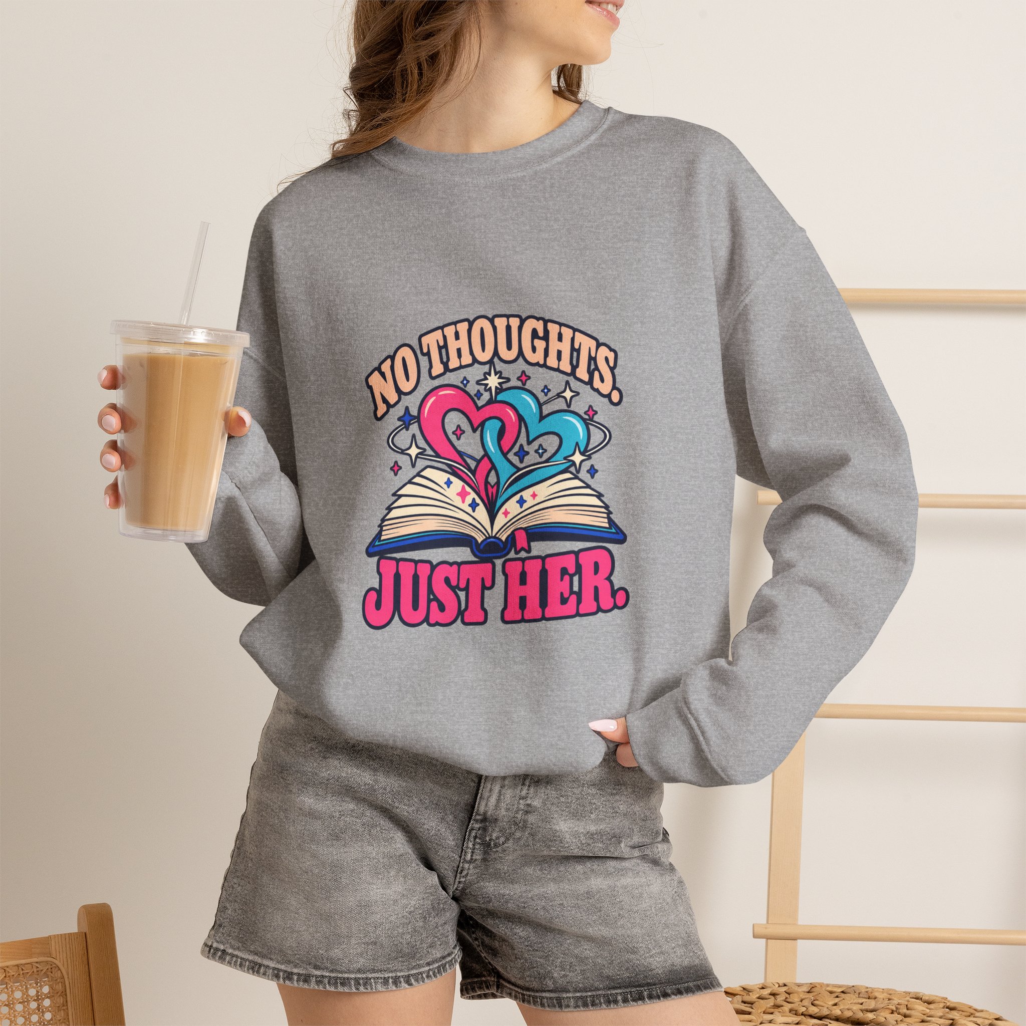 No Thoughts, Just Her Crewneck Sweatshirt — Sapphic Romance Reader Graphic Sweatshirt, Unisex - Image 10