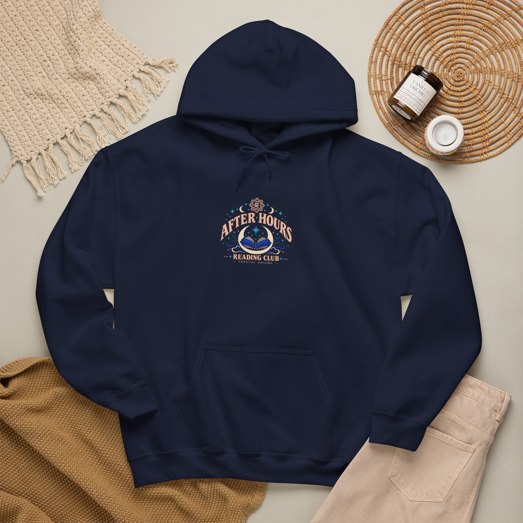 After Hours Reading Club Hoodie — Fractal Enigma Graphic Hooded Sweatshirt, Unisex - Image 14