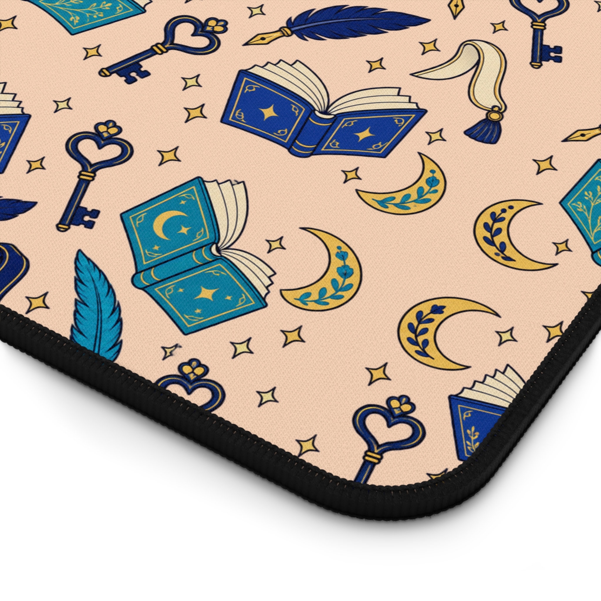 Chapter Keys Desk Mat — Peach Books, Quills & Keys Pattern Reader Desk Mat - Image 10