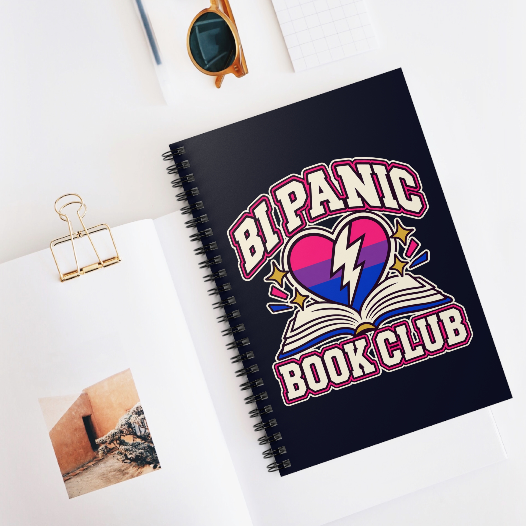 Bi Panic Book Club Spiral Notebook — Queer Romance Reader Ruled Notebook, 6″ × 8″ - Image 5