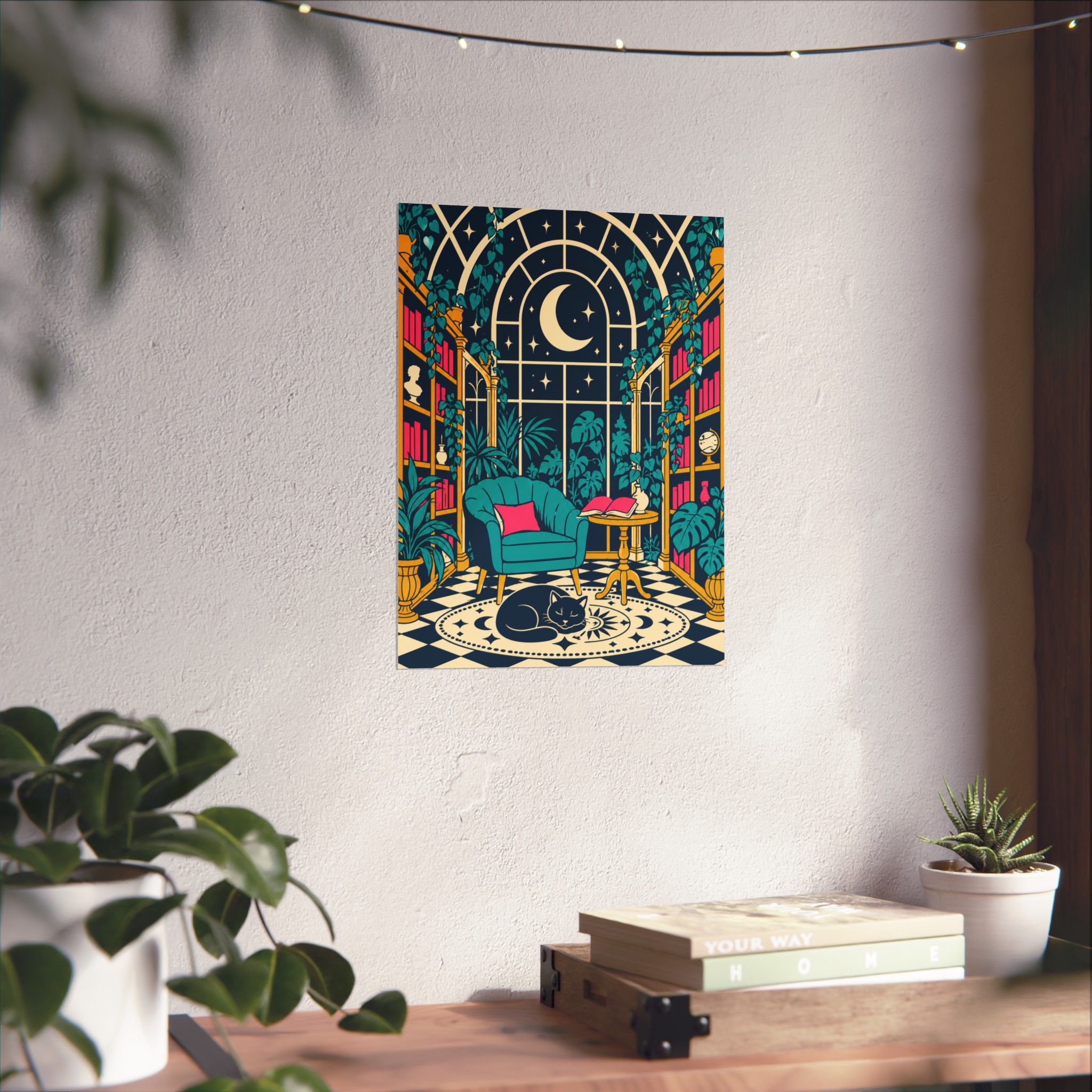 Midnight Greenhouse Library Poster — Reading Nook Wall Art for Book Lovers, Matte Print - Image 10
