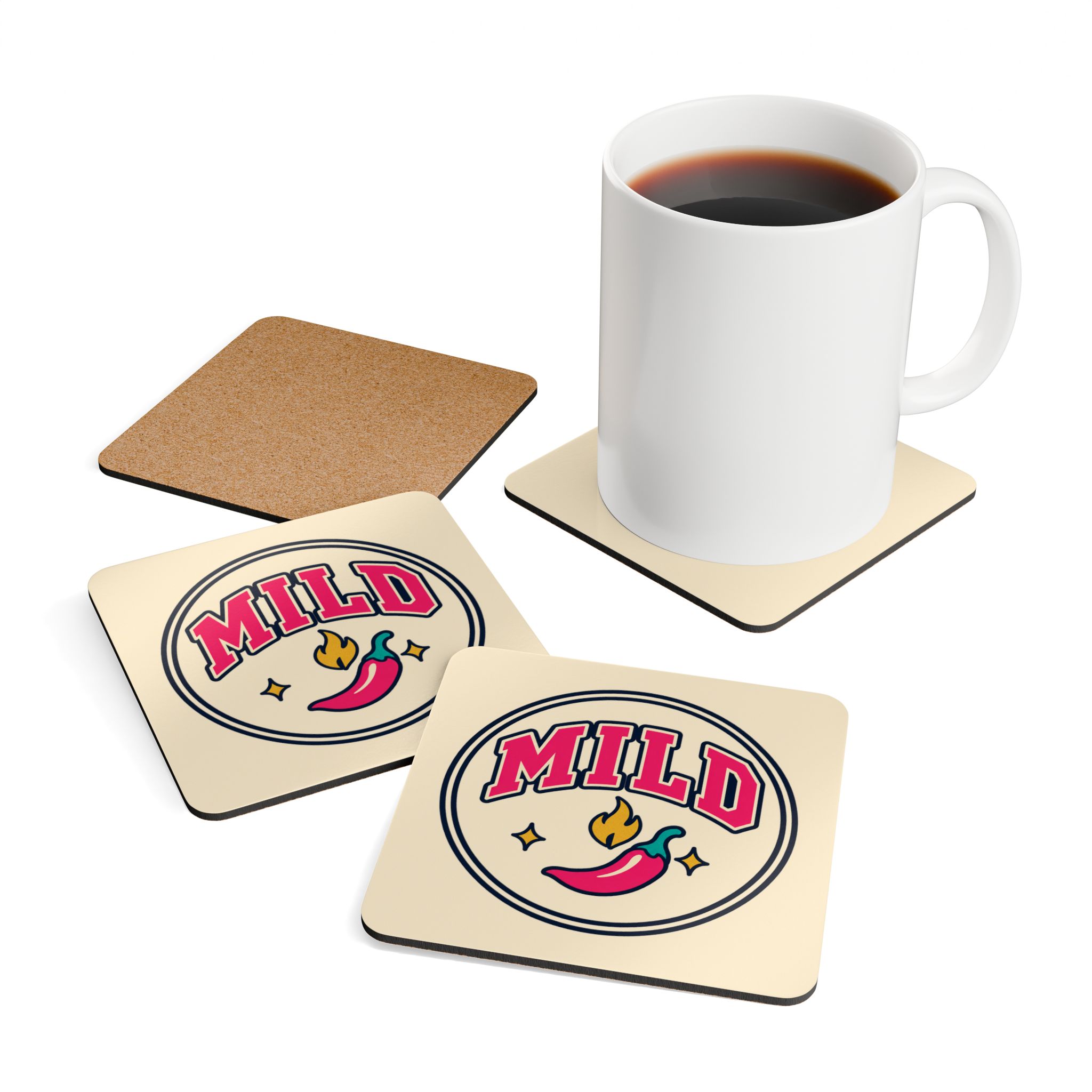 Spice Level: Mild Coaster Set — Spicy Romance Reader Cork-Back Drink Coasters, Set of 4 - Image 4