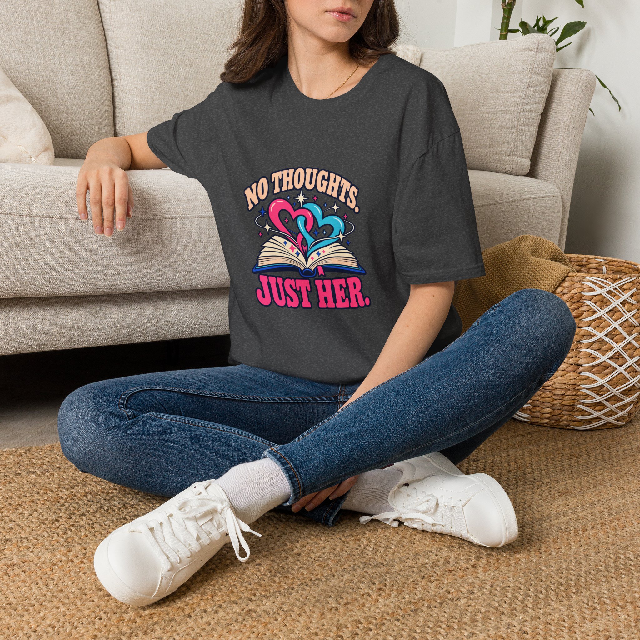 No Thoughts, Just Her Tee — Sapphic Romance Reader Graphic T-Shirt, Unisex Softstyle - Image 3