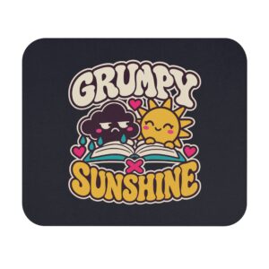 Grumpy × Sunshine Mouse Pad — Romance Trope Desk Accessory, 9″ × 8″