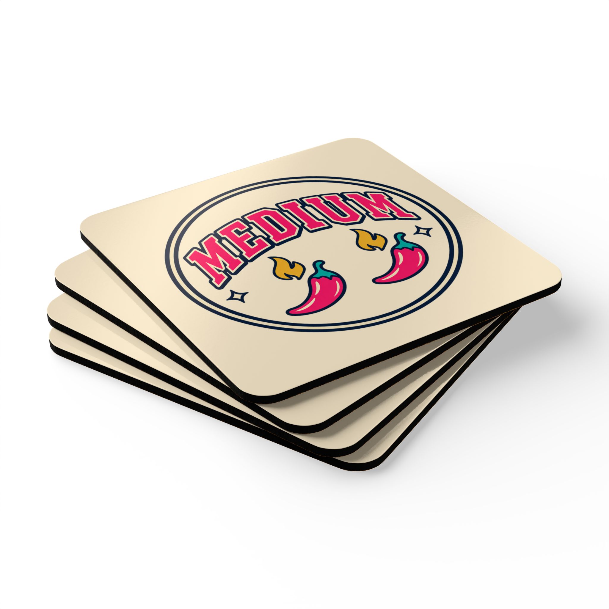 Spice Level: Medium Coaster Set — Spicy Romance Reader Cork-Back Drink Coasters, Set of 4 - Image 3