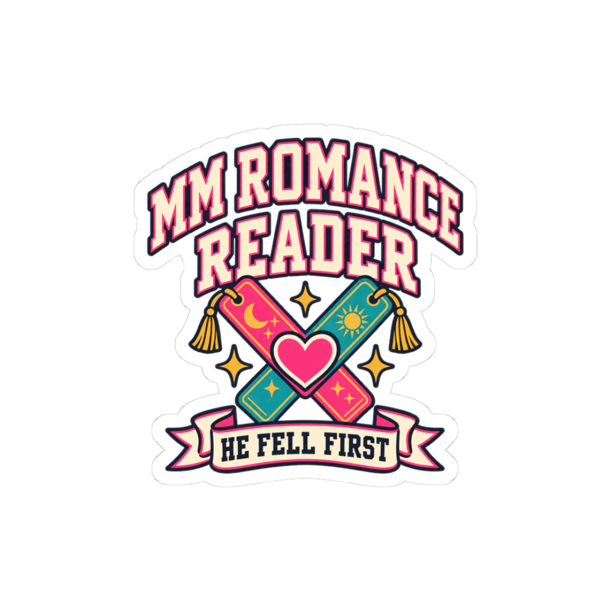 MM Romance Reader Sticker — He Fell First MM Romance Kiss-Cut Vinyl Sticker