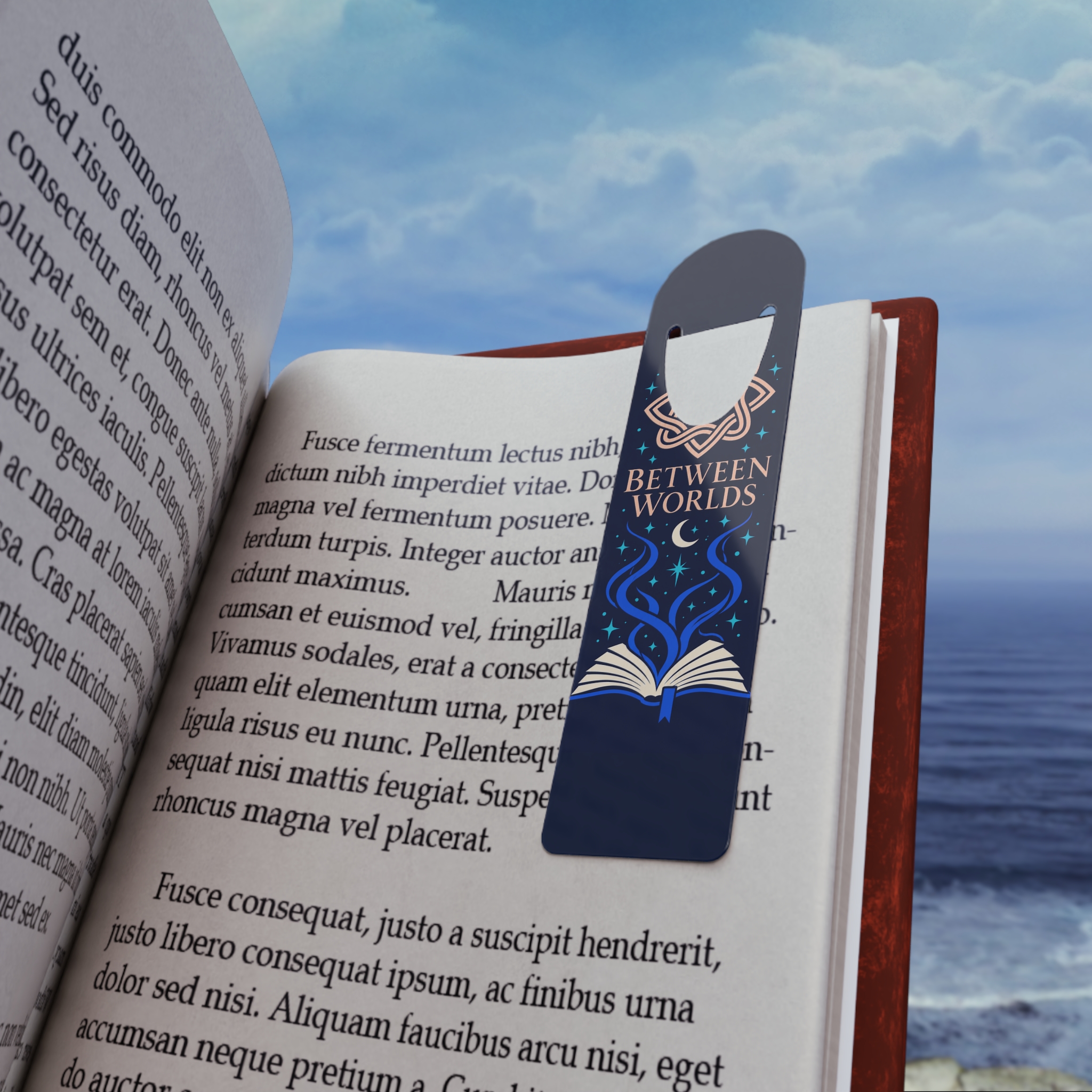Between Worlds Bookmark — Fractal Enigma Aluminum Bookmark for Romance Readers - Image 4