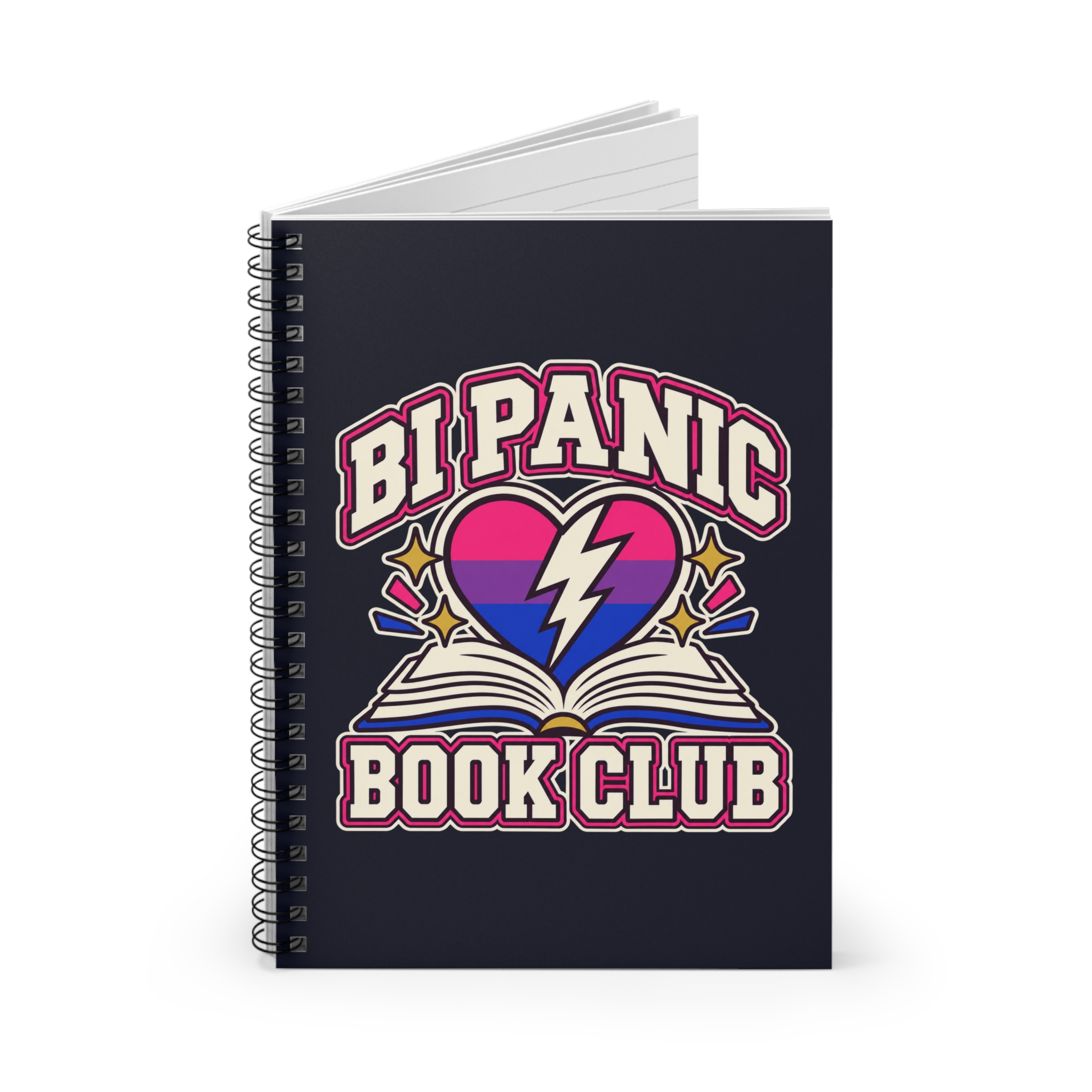 Bi Panic Book Club Spiral Notebook — Queer Romance Reader Ruled Notebook, 6″ × 8″ - Image 2