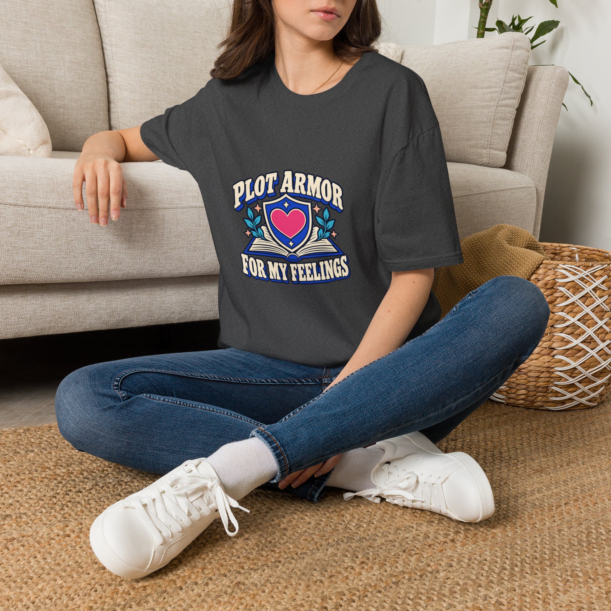 Plot Armor for My Feelings Tee — Book Lover Graphic T-Shirt, Unisex Softstyle - Image 3