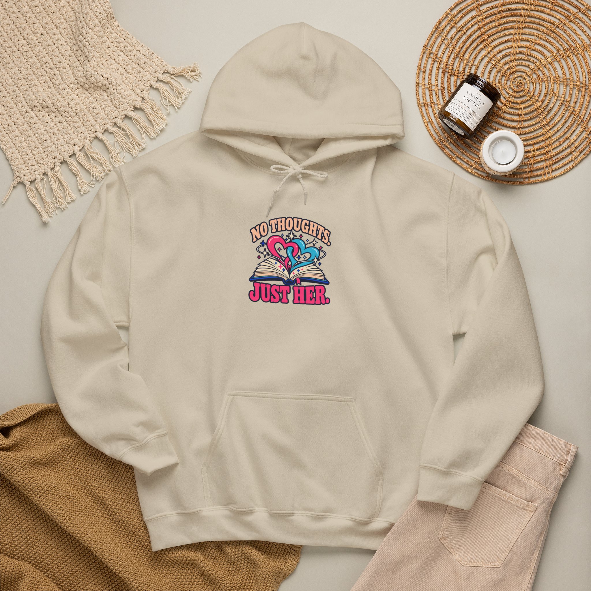No Thoughts, Just Her Hoodie — Sapphic Romance Reader Graphic Hooded Sweatshirt, Unisex - Image 6
