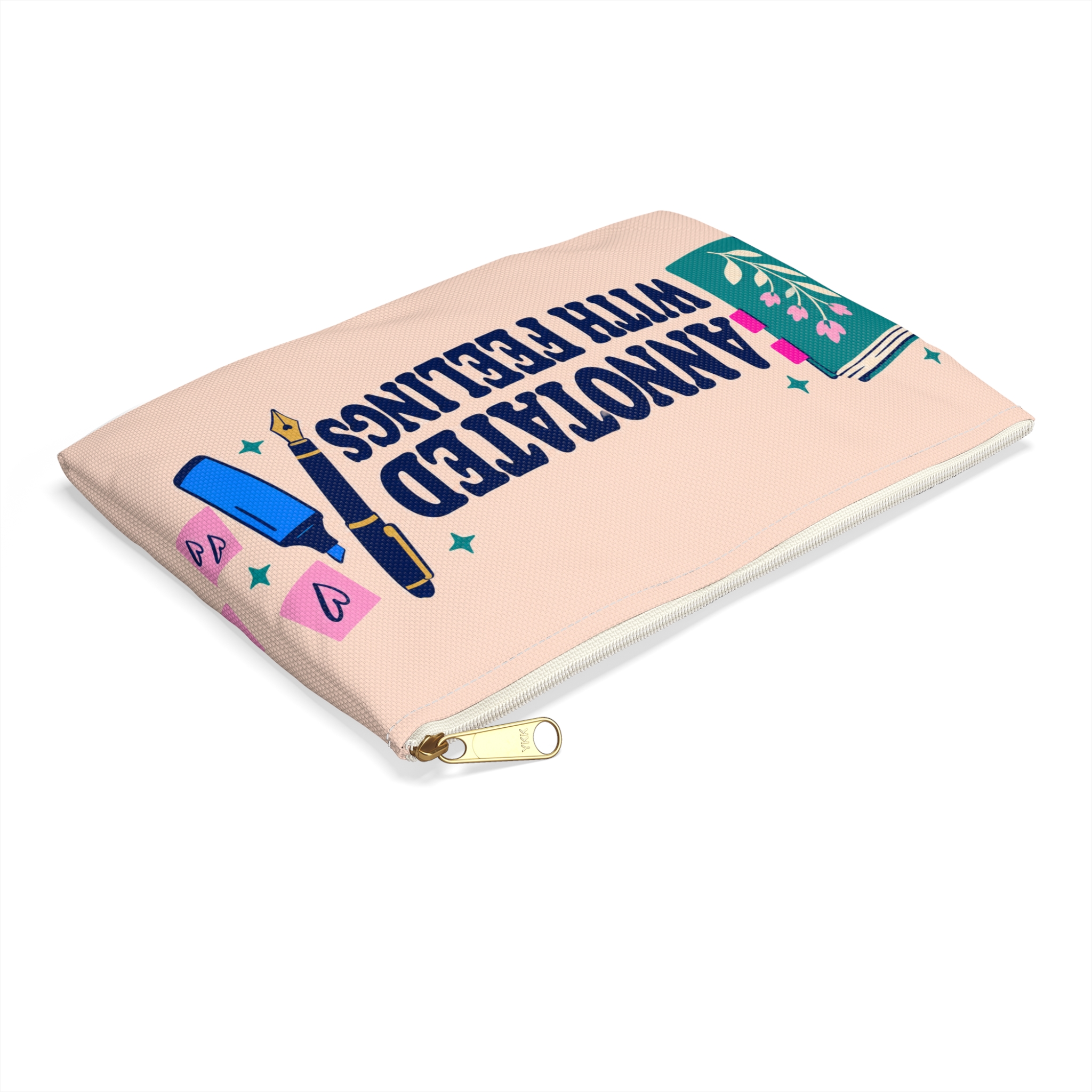 Annotated with Feelings Zip Pouch — Book Annotator Accessory Pouch (Peach) - Image 15
