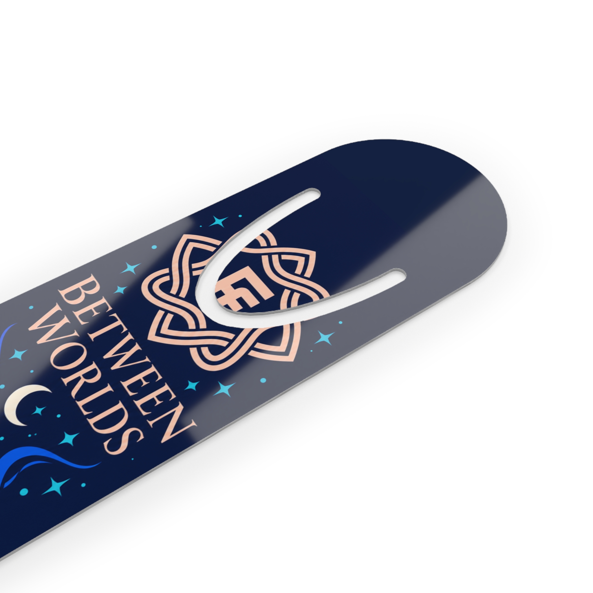 Between Worlds Bookmark — Fractal Enigma Aluminum Bookmark for Romance Readers - Image 3