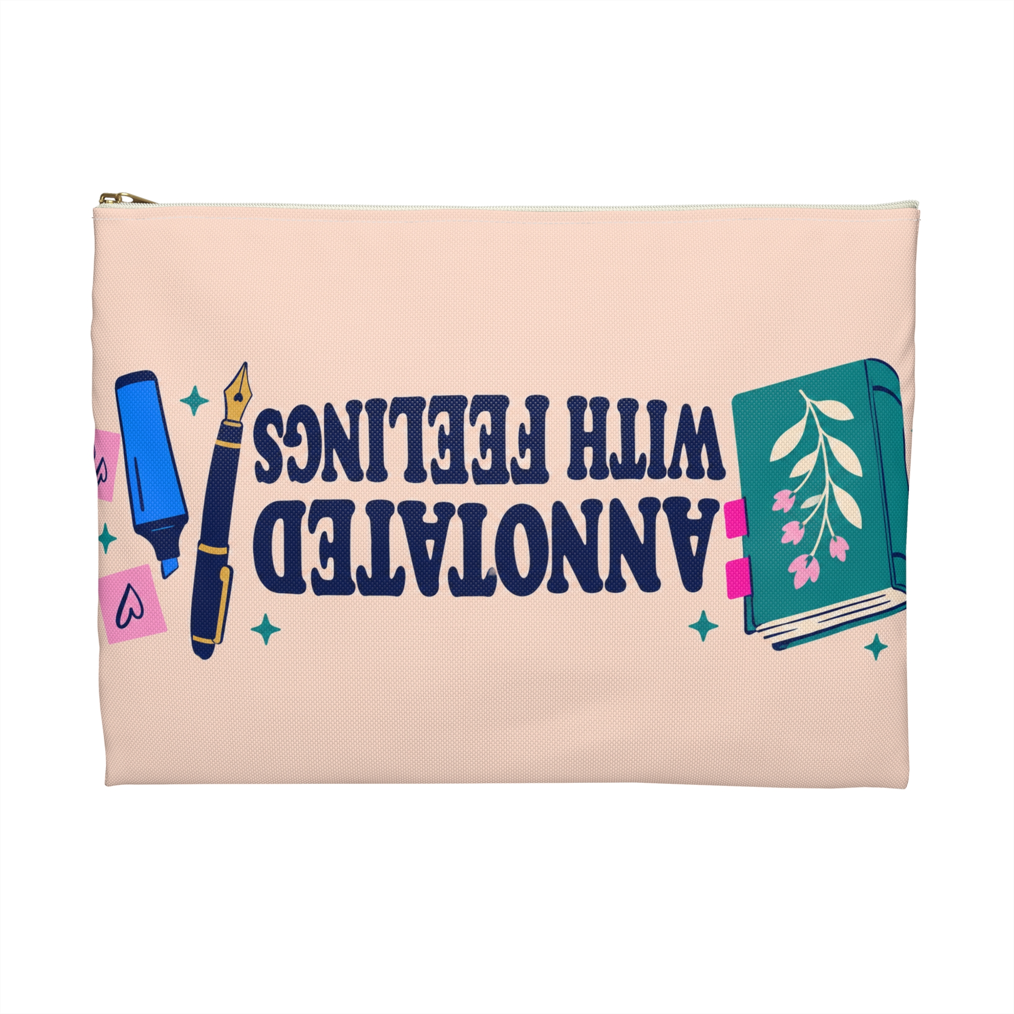Annotated with Feelings Zip Pouch — Book Annotator Accessory Pouch (Peach) - Image 6