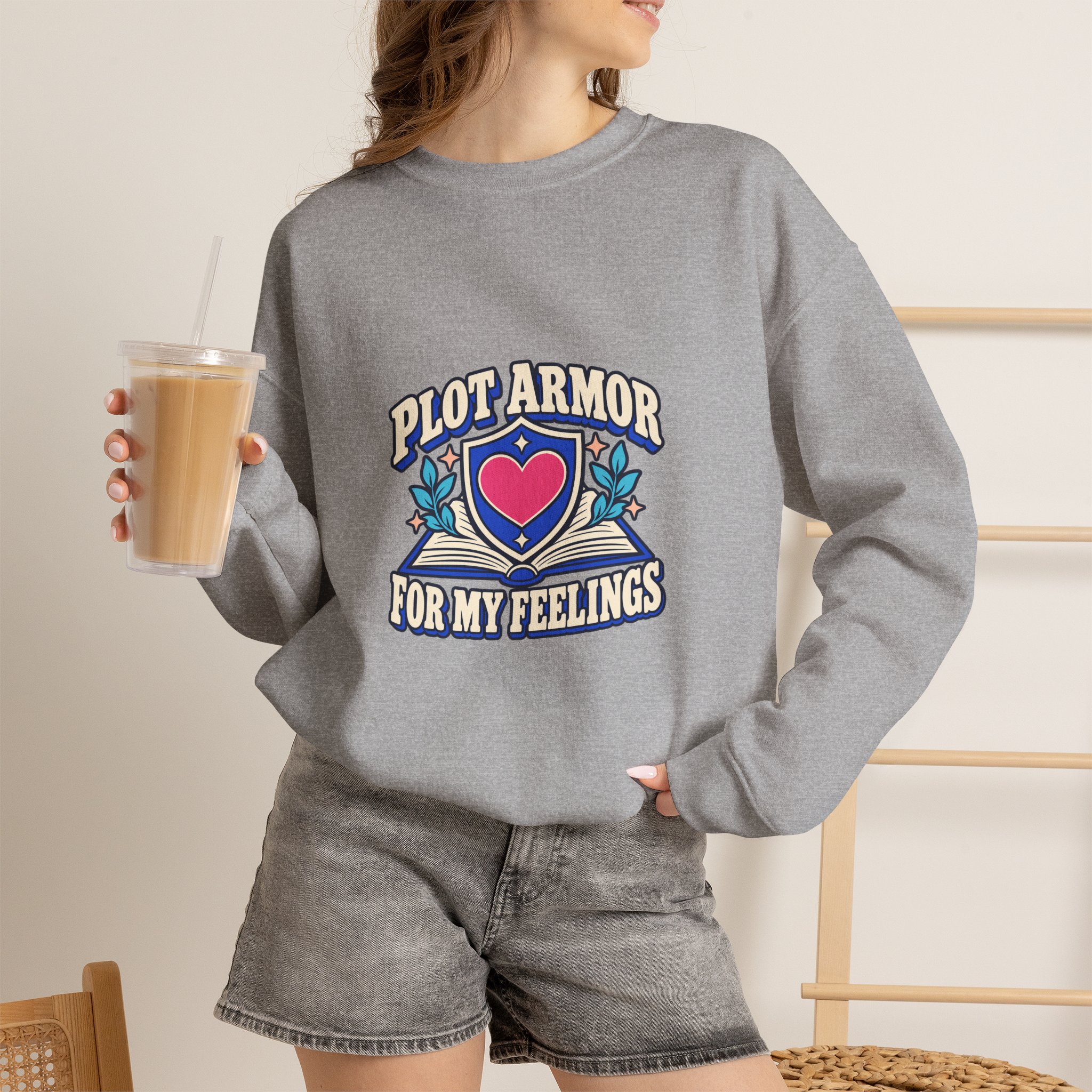 Plot Armor for My Feelings Crewneck Sweatshirt — Book Lover Graphic Sweatshirt, Unisex - Image 10