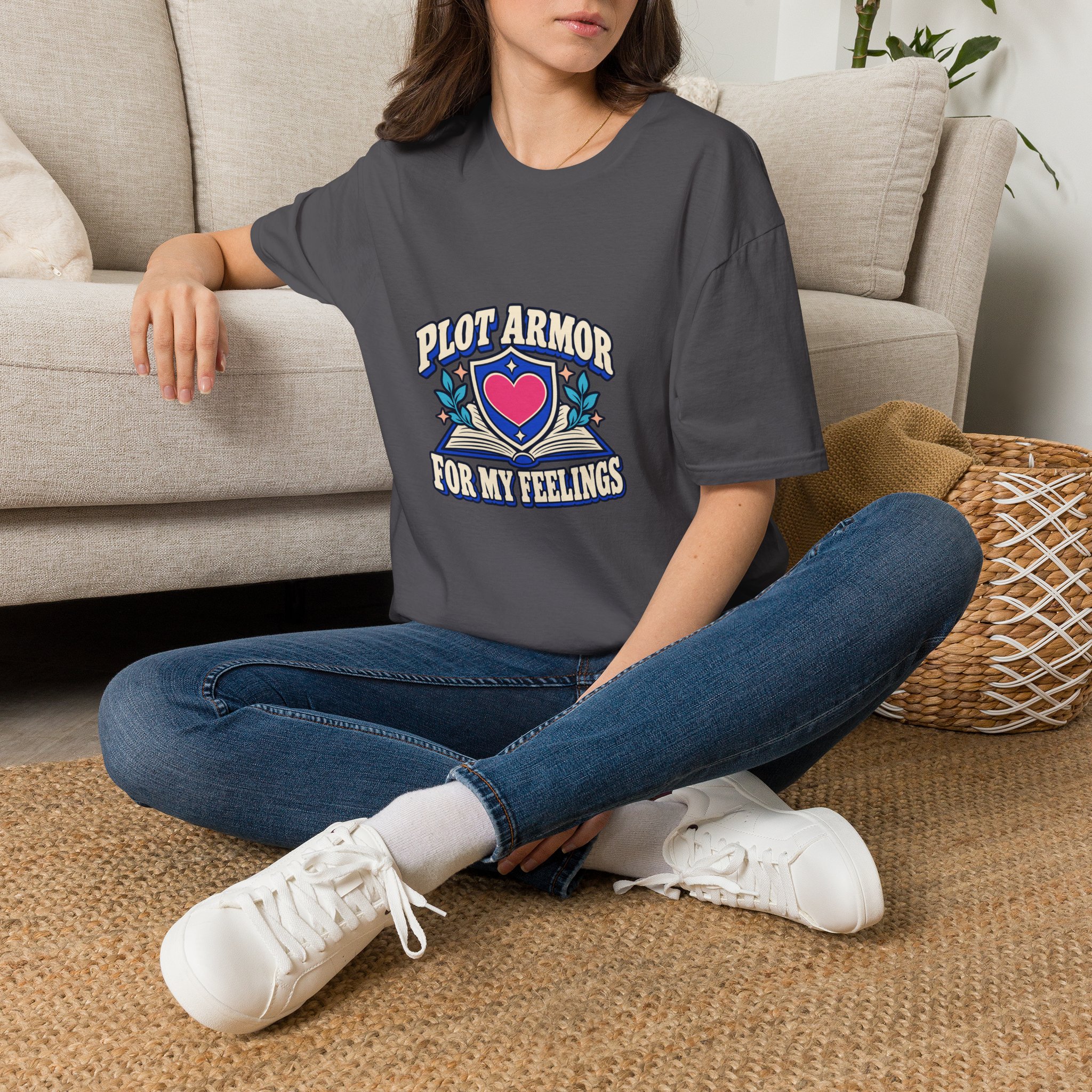 Plot Armor for My Feelings Tee — Book Lover Graphic T-Shirt, Unisex Softstyle - Image 5